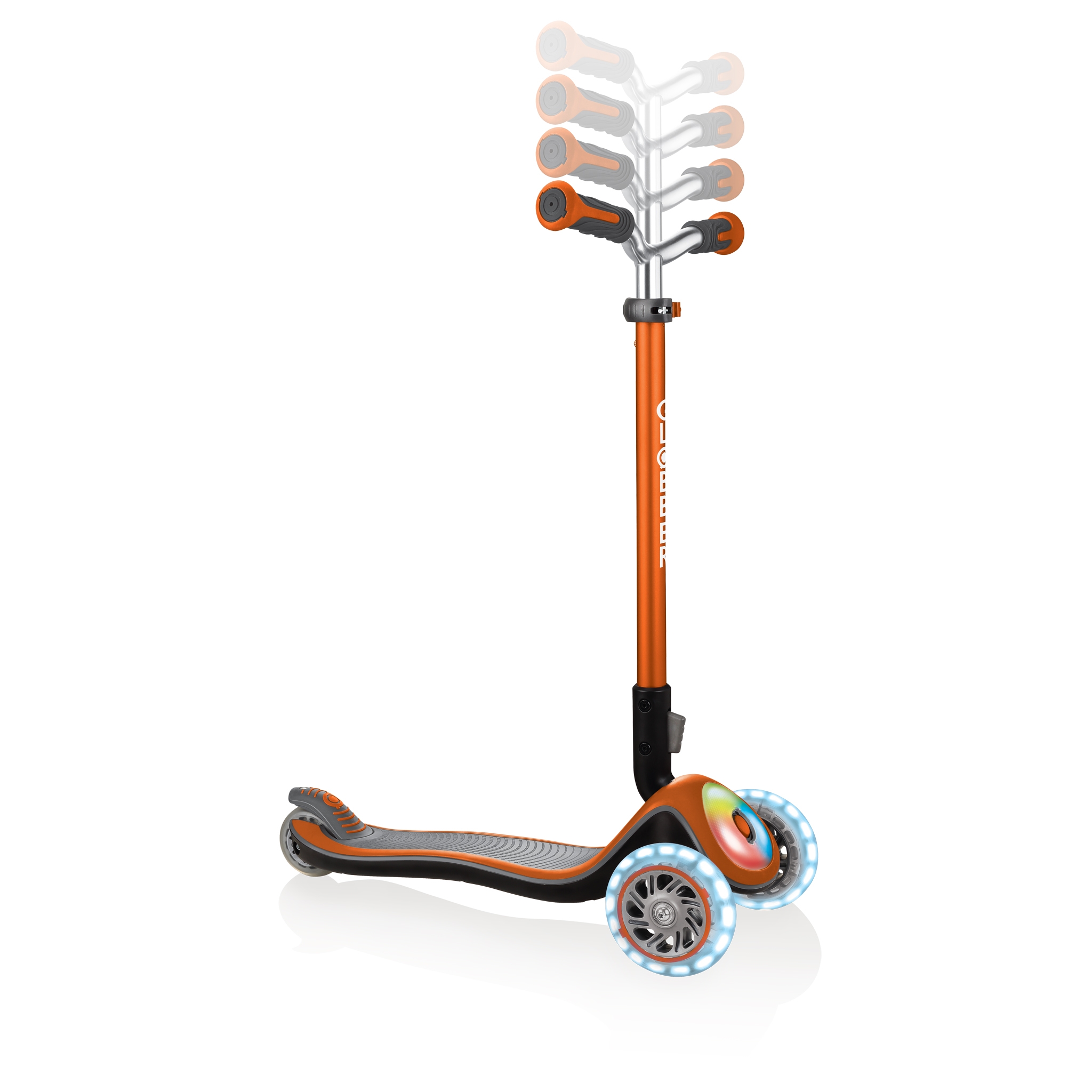 Globber-ELITE-PRIME-best-3-wheel-foldable-scooter-for-kids-with-adjustable-t-bar-copper 1