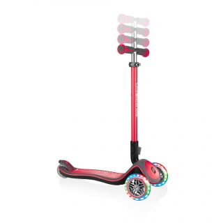 Globber-ELITE-DELUXE-LIGHTS-3-wheel-adjustable-scooter-for-kids-with-light-up-scooter-wheels-new-red thumbnail 1