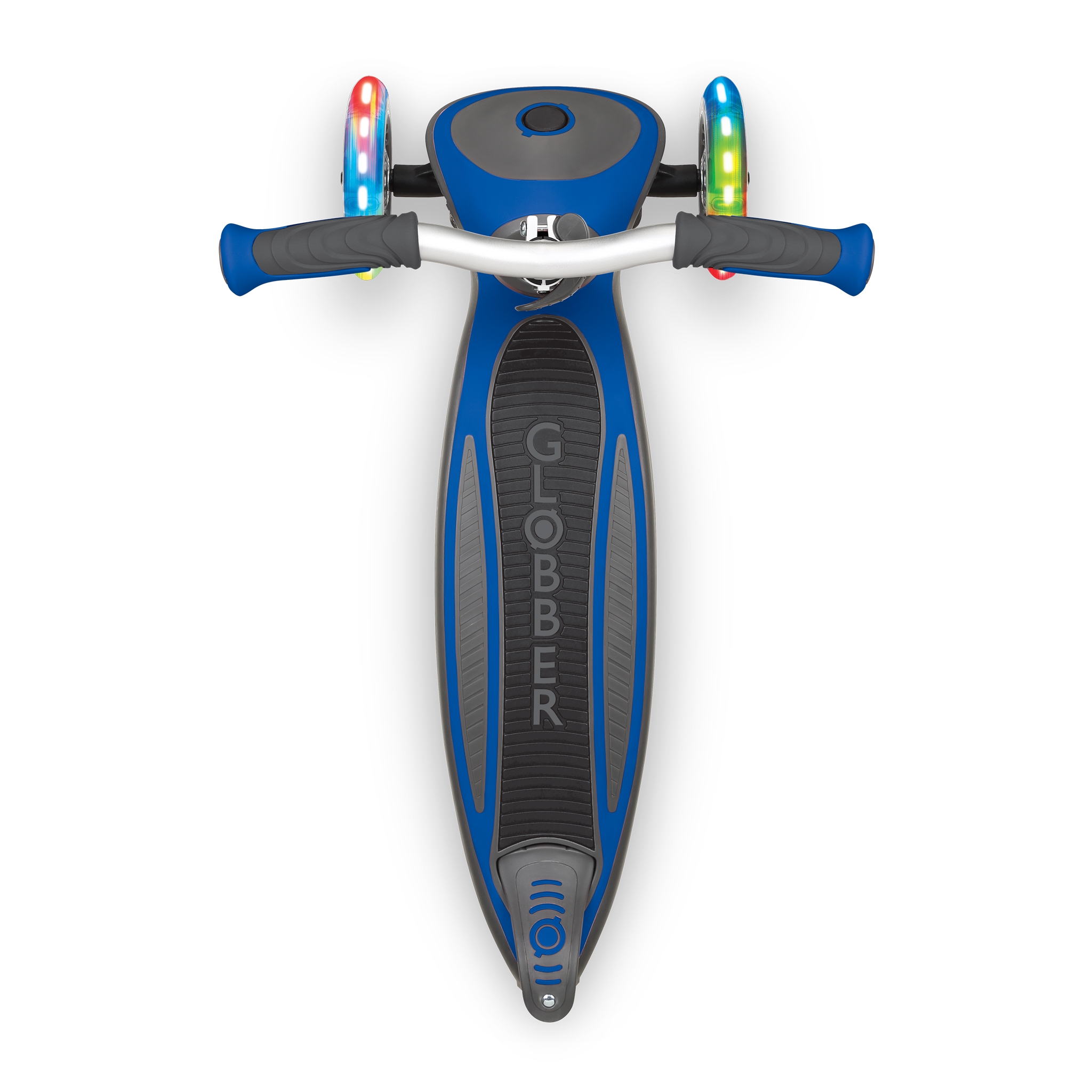 Globber-MASTER-LIGHTS-3-wheel-foldable-light-up-scooter-for-kids-with-extra-wide-anti-slip-deck-for-comfortable-rides_dark-blue 0