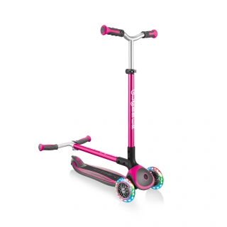 Globber-MASTER-LIGHTS-convenient-foldable-3-wheel-light-up-scooter-for-kids-with-patented-folding-system_deep-pink thumbnail 3