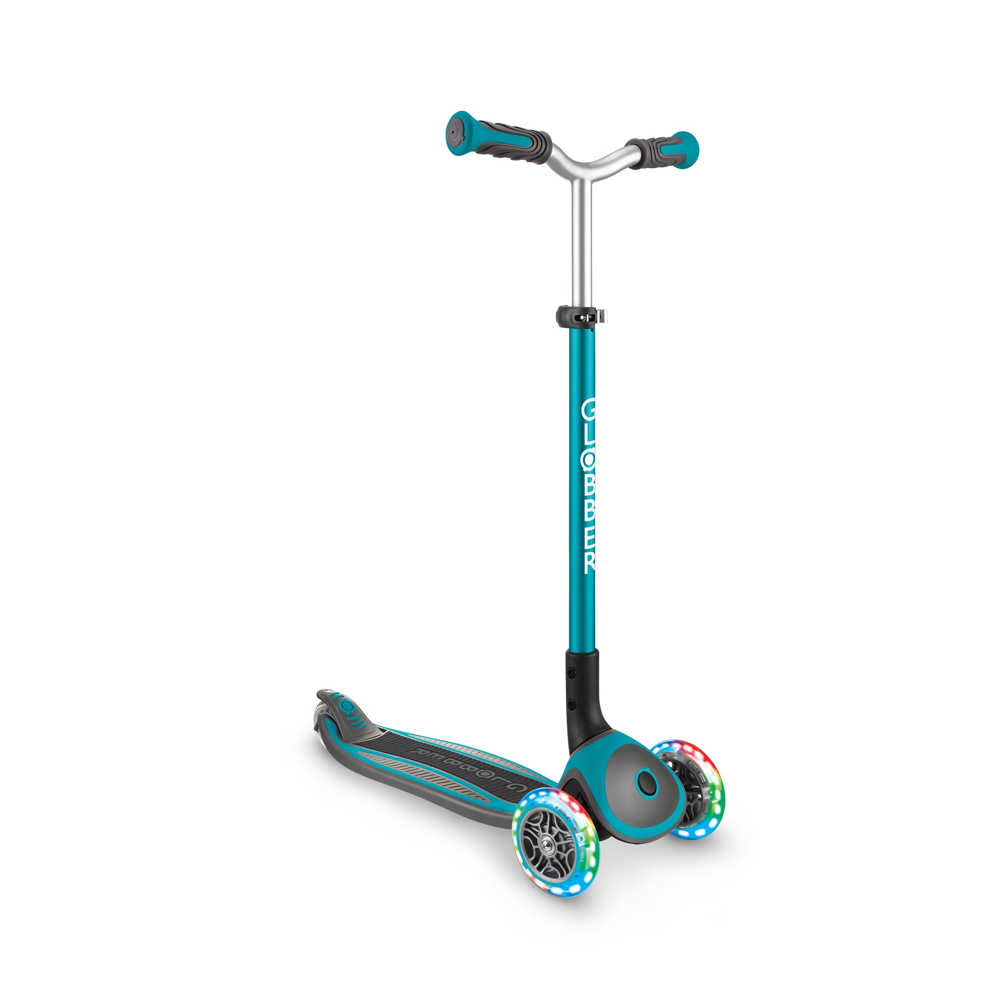 Globber-MASTER-LIGHTS-premium-3-wheel-foldable-light-up-scooter-for-kids-aged-4-to-14_teal 3