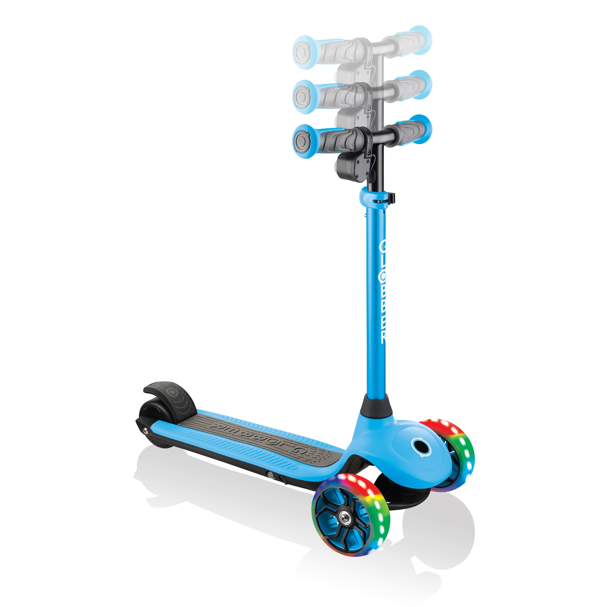 Globber-ONE-K-E-MOTION-4-award-winning-electric-scooter-for-kids-with-adjustable-T-bar-and-2-speed-modes_sky-blue 0