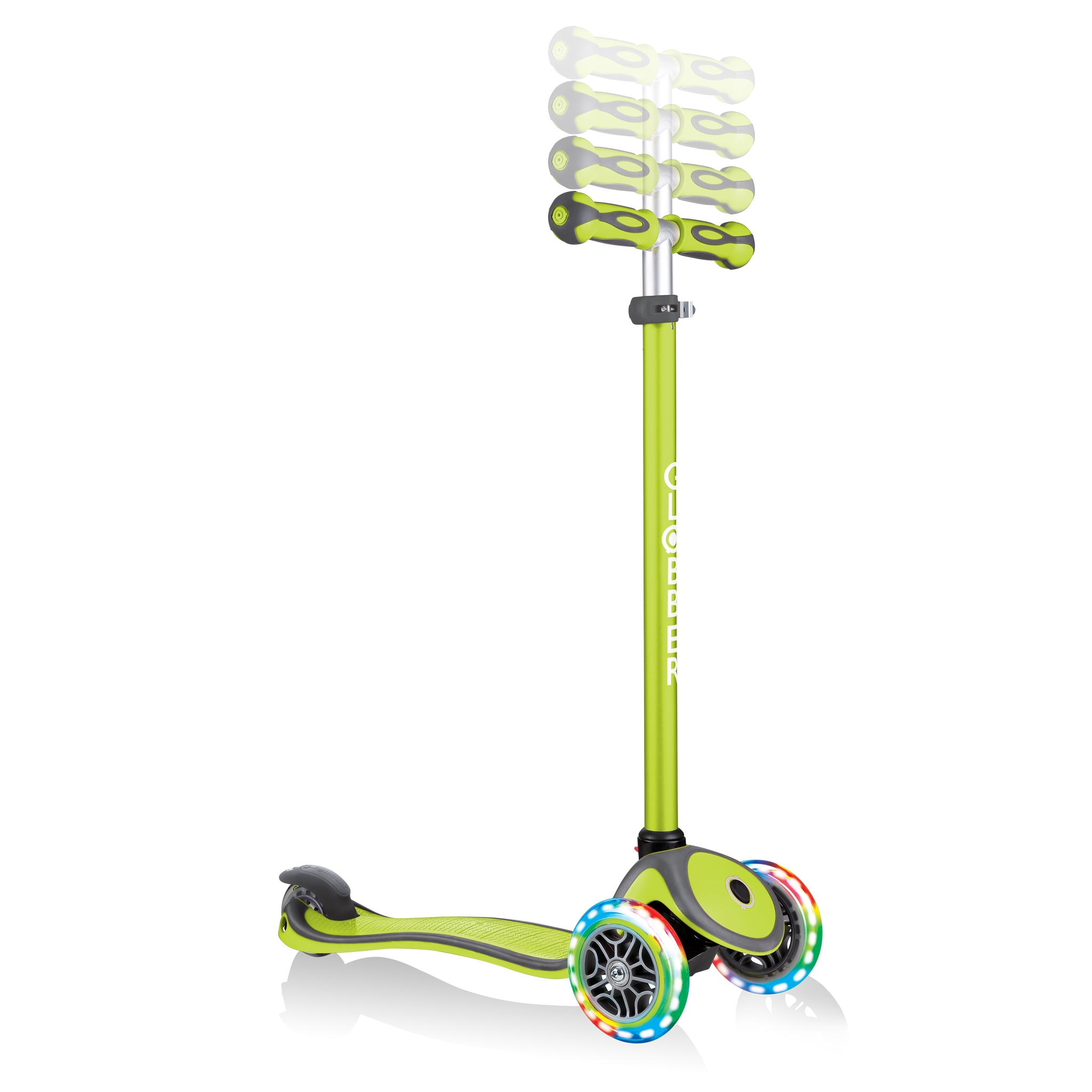 GO-UP-COMFORT-LIGHTS-scooter-with-seat-4-height-adjustable-T-bar-lime-green 5