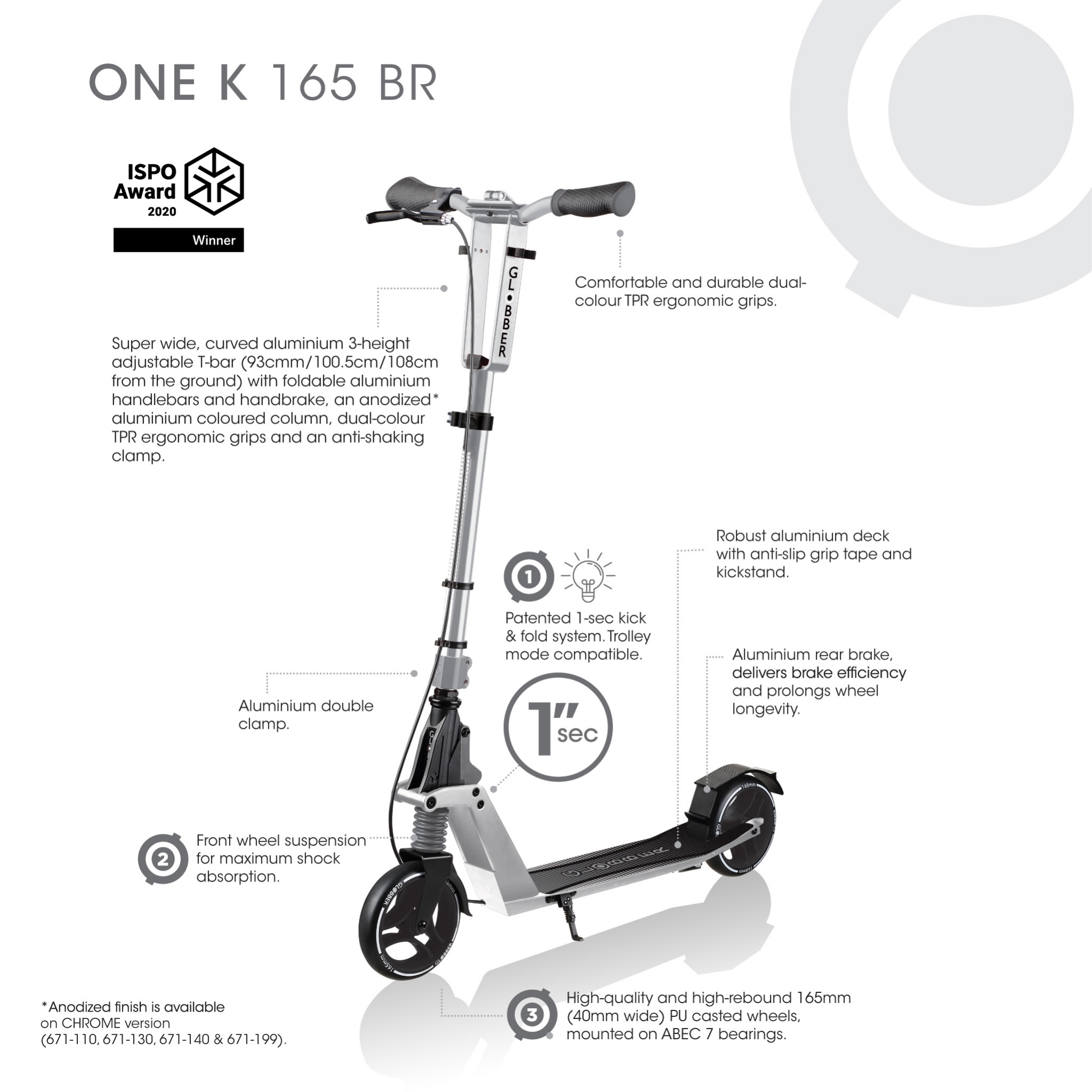 scooter with suspension - Globber ONE K 165 BR 1