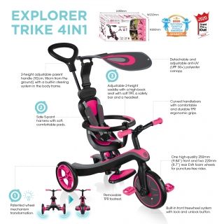 Globber-EXPLORER-TRIKE-4in1-all-in-one-baby-tricycle-and-kids-balance-bike-with-tool-less-design thumbnail 5