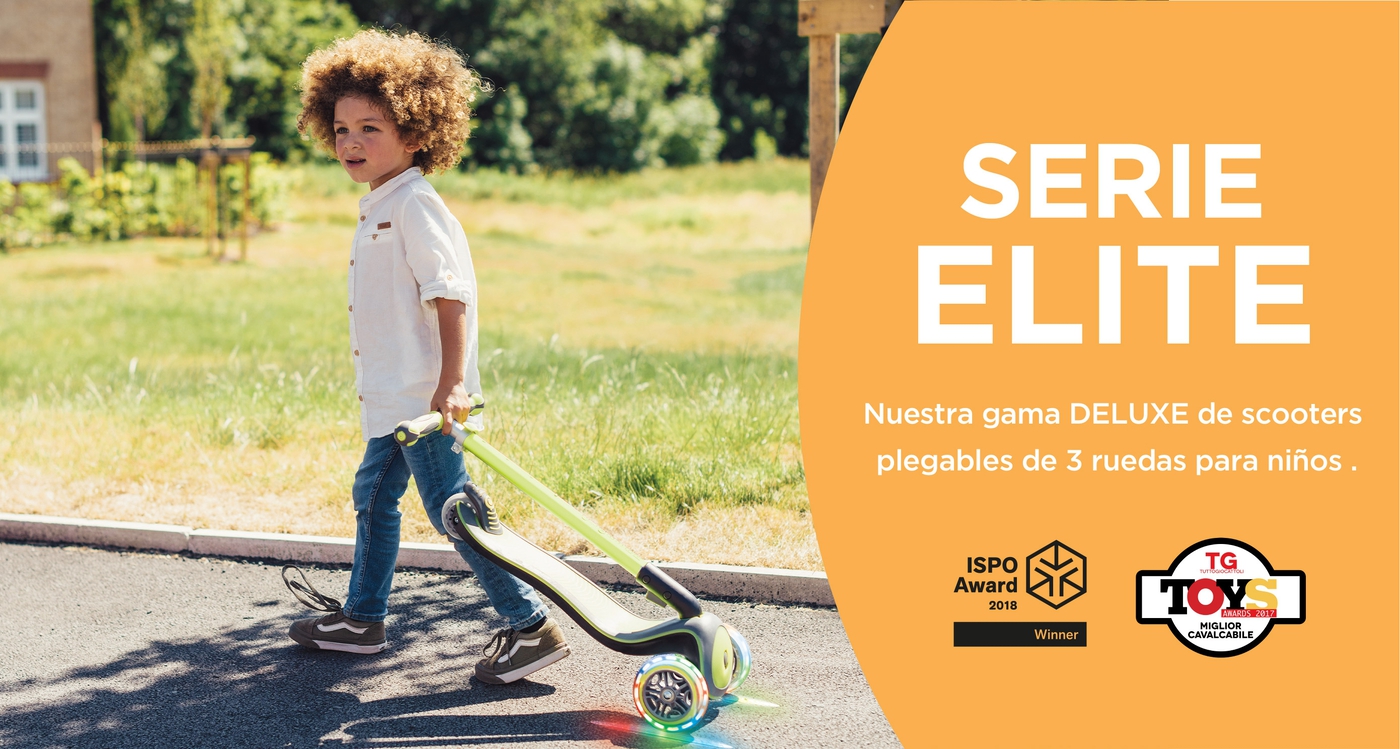 Nuestra gama DELUXE de scooters plegables de 3 ruedas para niños .