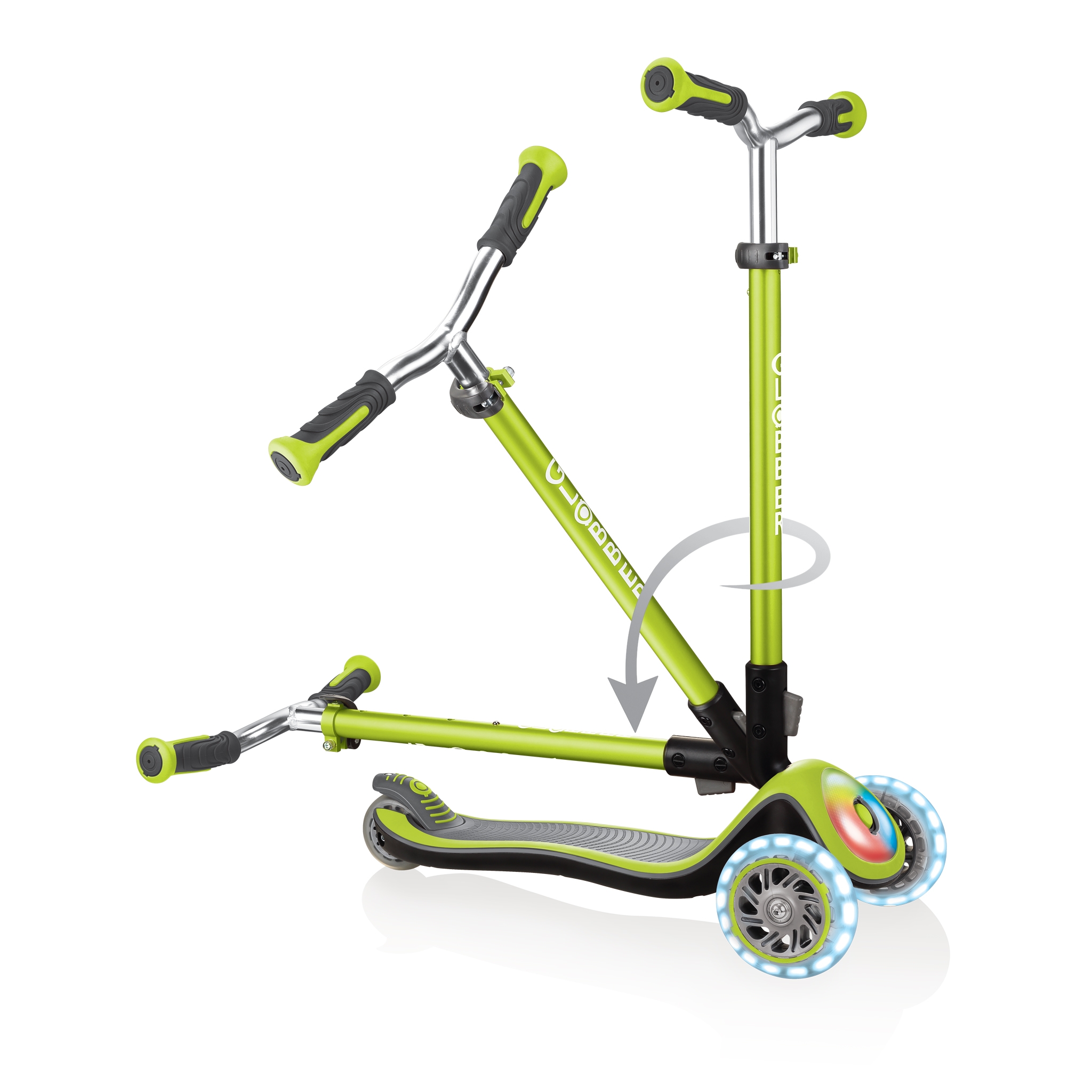 Globber-ELITE-PRIME-best-3-wheel-scooter-for-kids-with-patented-folding-system-lime-green 3