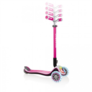 Globber-ELITE-PRIME-best-3-wheel-foldable-scooter-for-kids-with-adjustable-t-bar-pink thumbnail 1