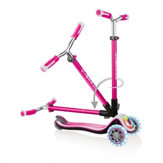 Globber-ELITE-PRIME-best-3-wheel-scooter-for-kids-with-patented-folding-system-pink thumbnail 3