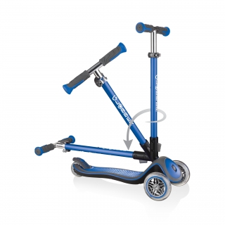 Globber-ELITE-DELUXE-3-wheel-fold-up-scooter-for-kids-navy-blue thumbnail 2