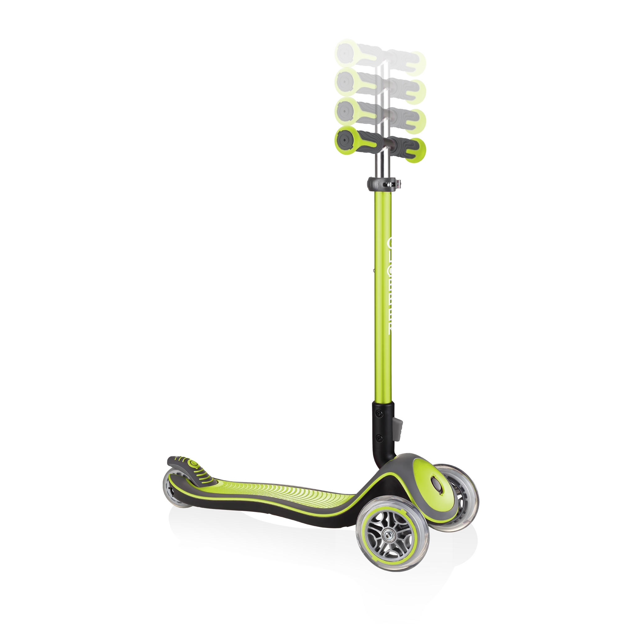 Globber-ELITE-DELUXE-3-wheel-adjustable-scooter-for-kids-with-anodized-T-bar-lime-green 1