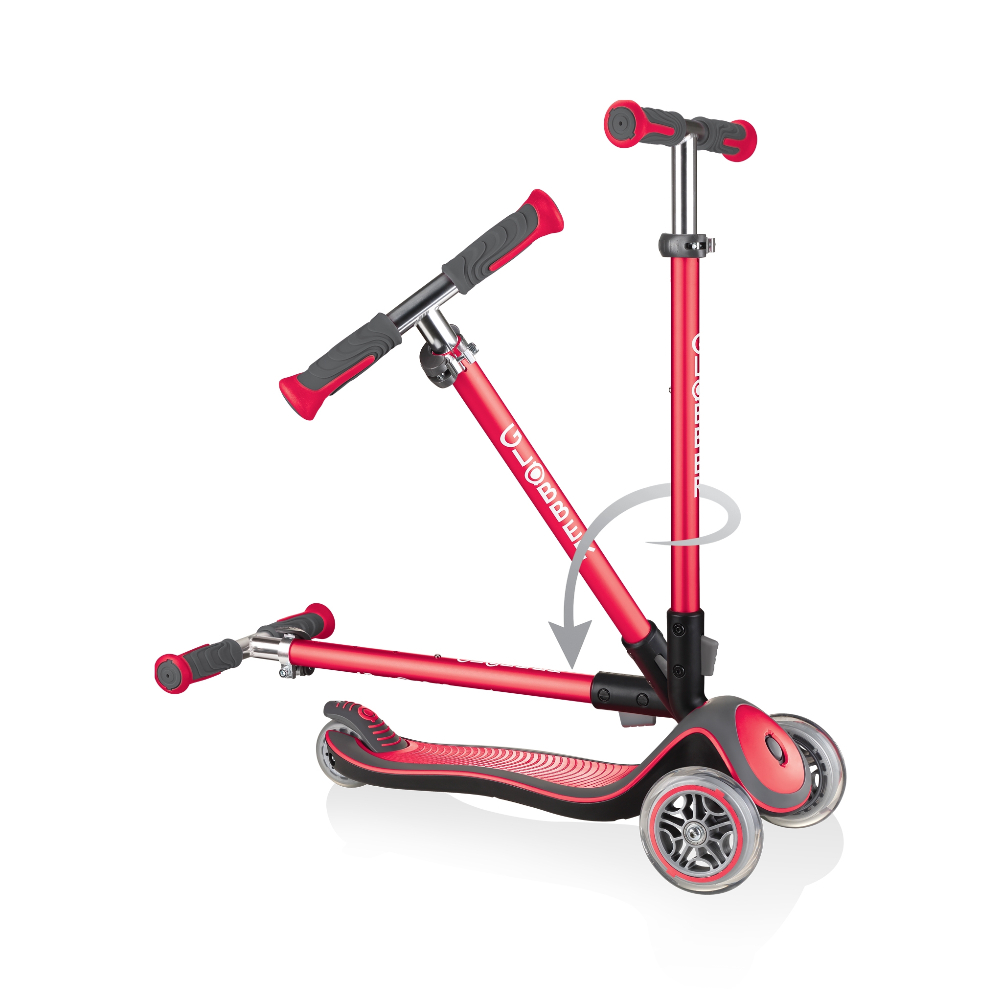 Globber-ELITE-DELUXE-3-wheel-fold-up-scooter-for-kids-new-red 2
