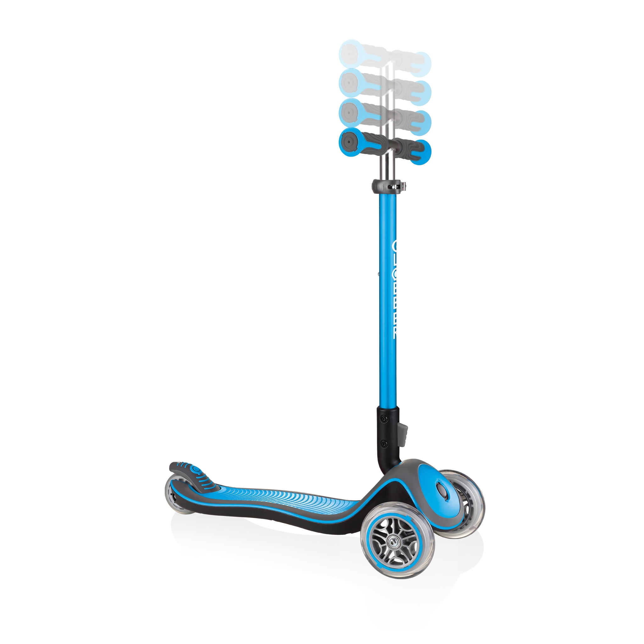 Globber-ELITE-DELUXE-3-wheel-adjustable-scooter-for-kids-with-anodized-T-bar-sky-blue 1