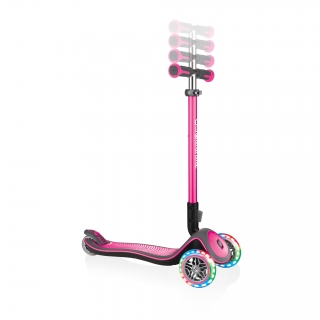 Globber-ELITE-DELUXE-LIGHTS-3-wheel-adjustable-scooter-for-kids-with-light-up-scooter-wheels-deep-pink thumbnail 1