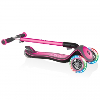 Globber-ELITE-DELUXE-LIGHTS-3-wheel-foldable-scooter-for-kids-with-light-up-scooter-wheels-deep-pink thumbnail 3