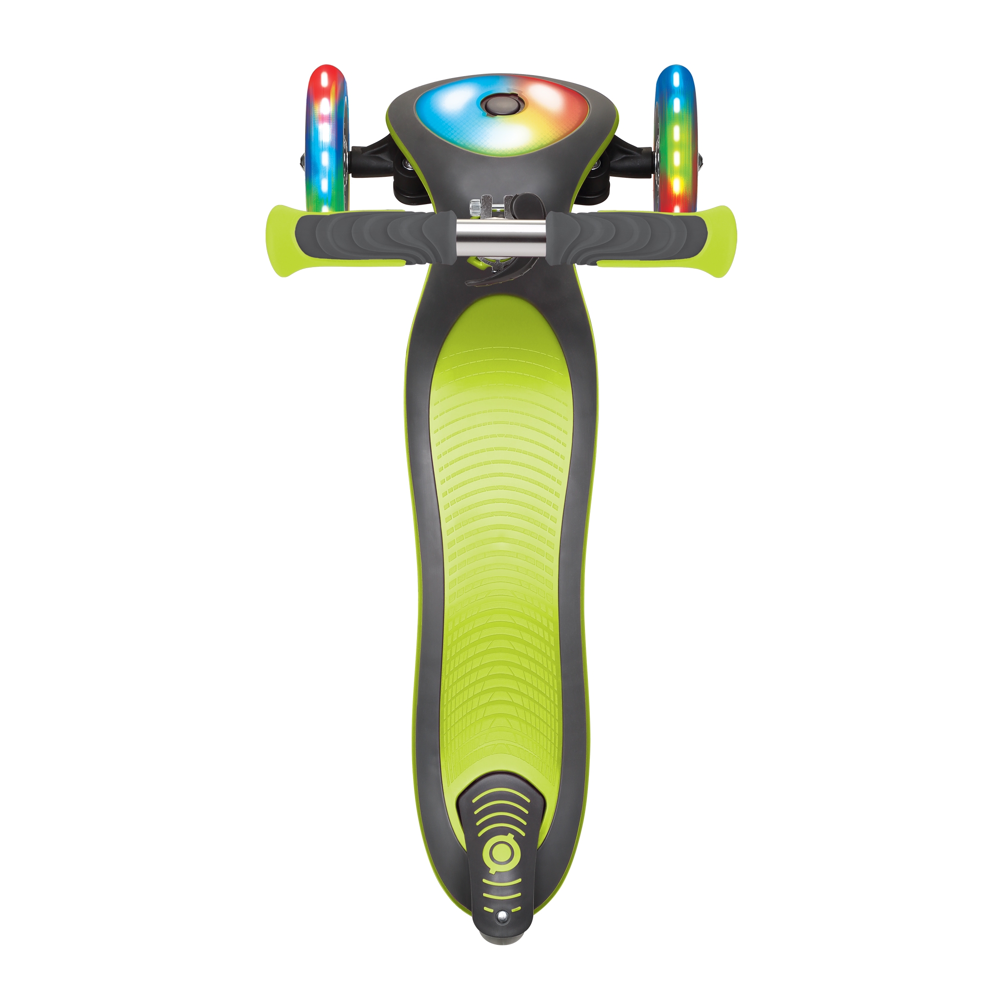 Globber-ELITE-DELUXE-FLASH-LIGHTS-3-wheel-foldable-scooter-with-extra-wide-scooter-deck-lime-green 3