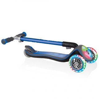 Globber-ELITE-DELUXE-FLASH-LIGHTS-3-wheel-foldable-scooter-for-kids-with-light-up-deck-module-and-wheels-navy-blue thumbnail 4