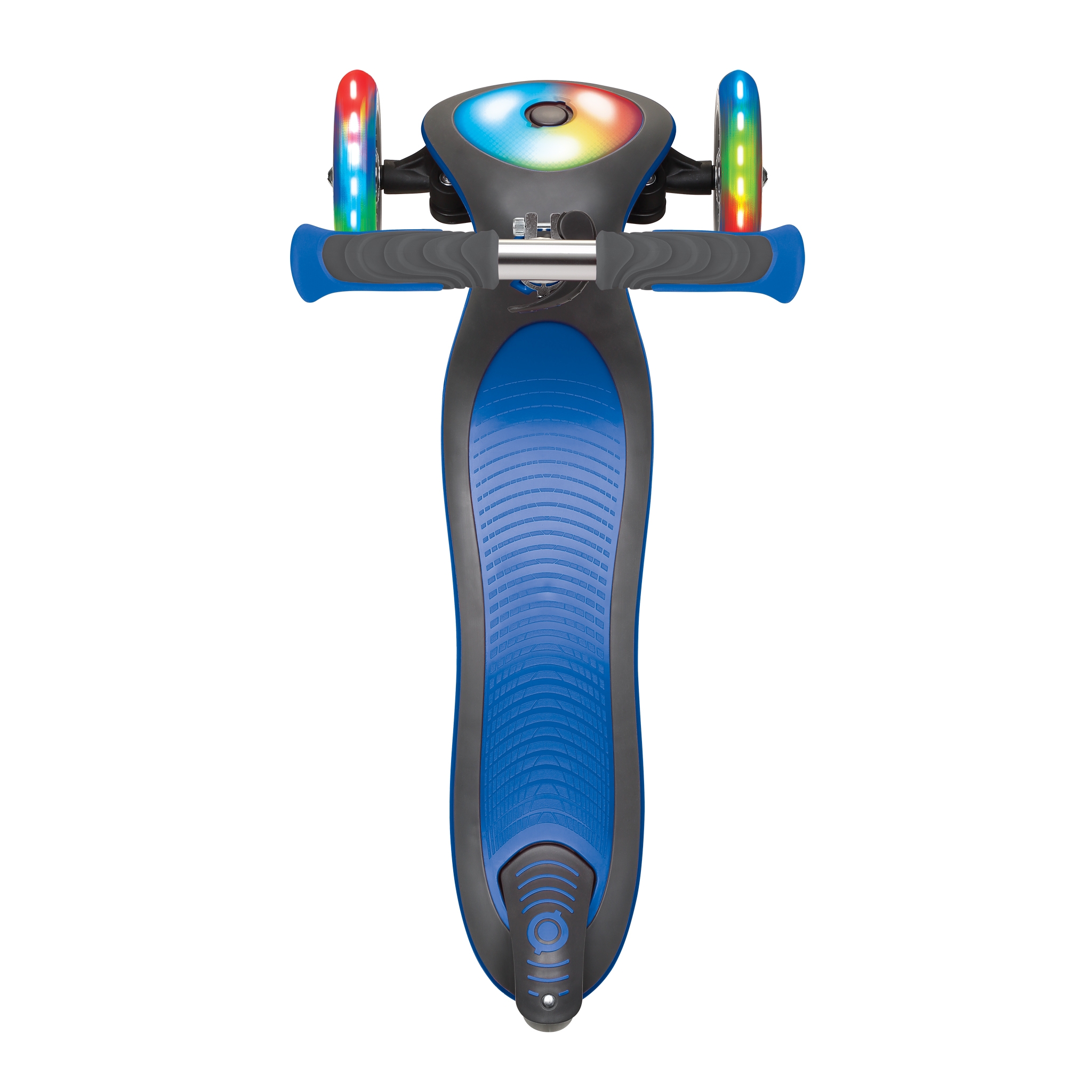 Globber-ELITE-DELUXE-FLASH-LIGHTS-3-wheel-foldable-scooter-with-extra-wide-scooter-deck-navy-blue 3