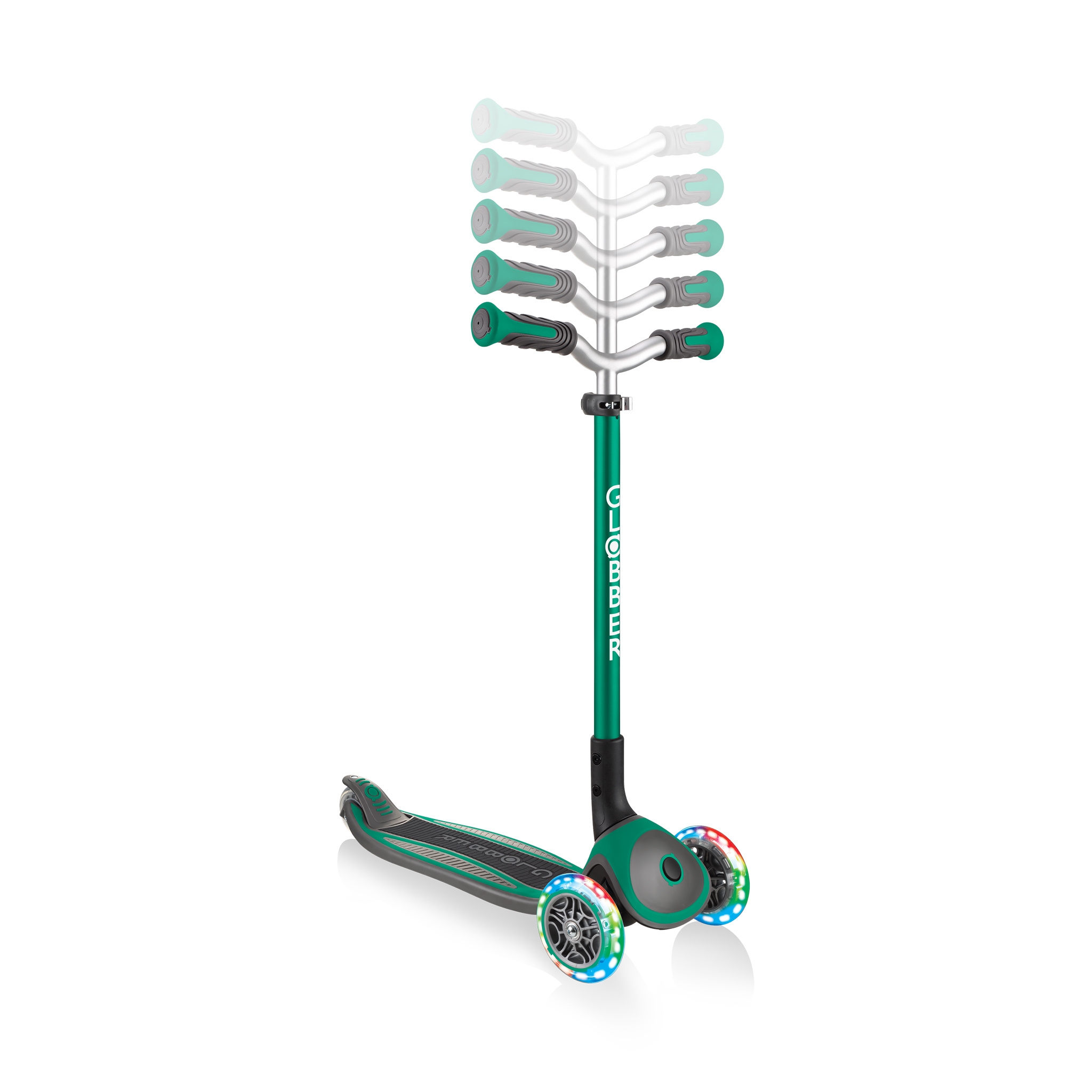 Globber-MASTER-LIGHTS-premium-3-wheel-foldable-light-up-scooters-for-kids-with-5-height-adjustable-T-bar_green 2