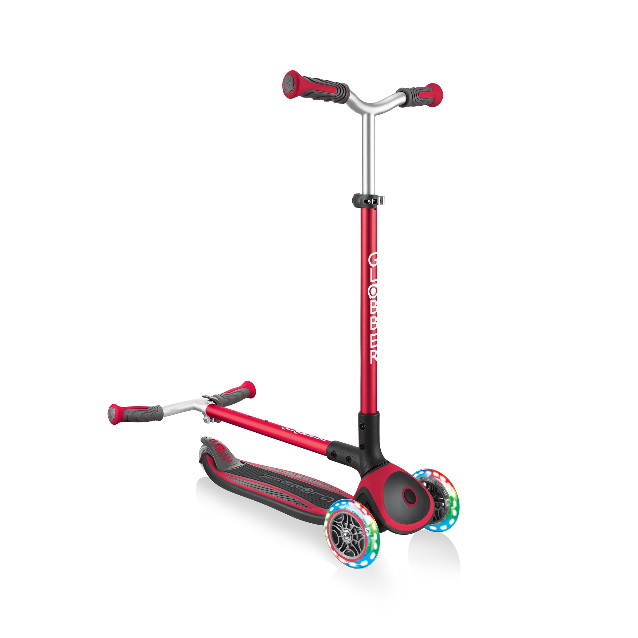 Globber-MASTER-LIGHTS-convenient-foldable-3-wheel-light-up-scooter-for-kids-with-patented-folding-system_red 3