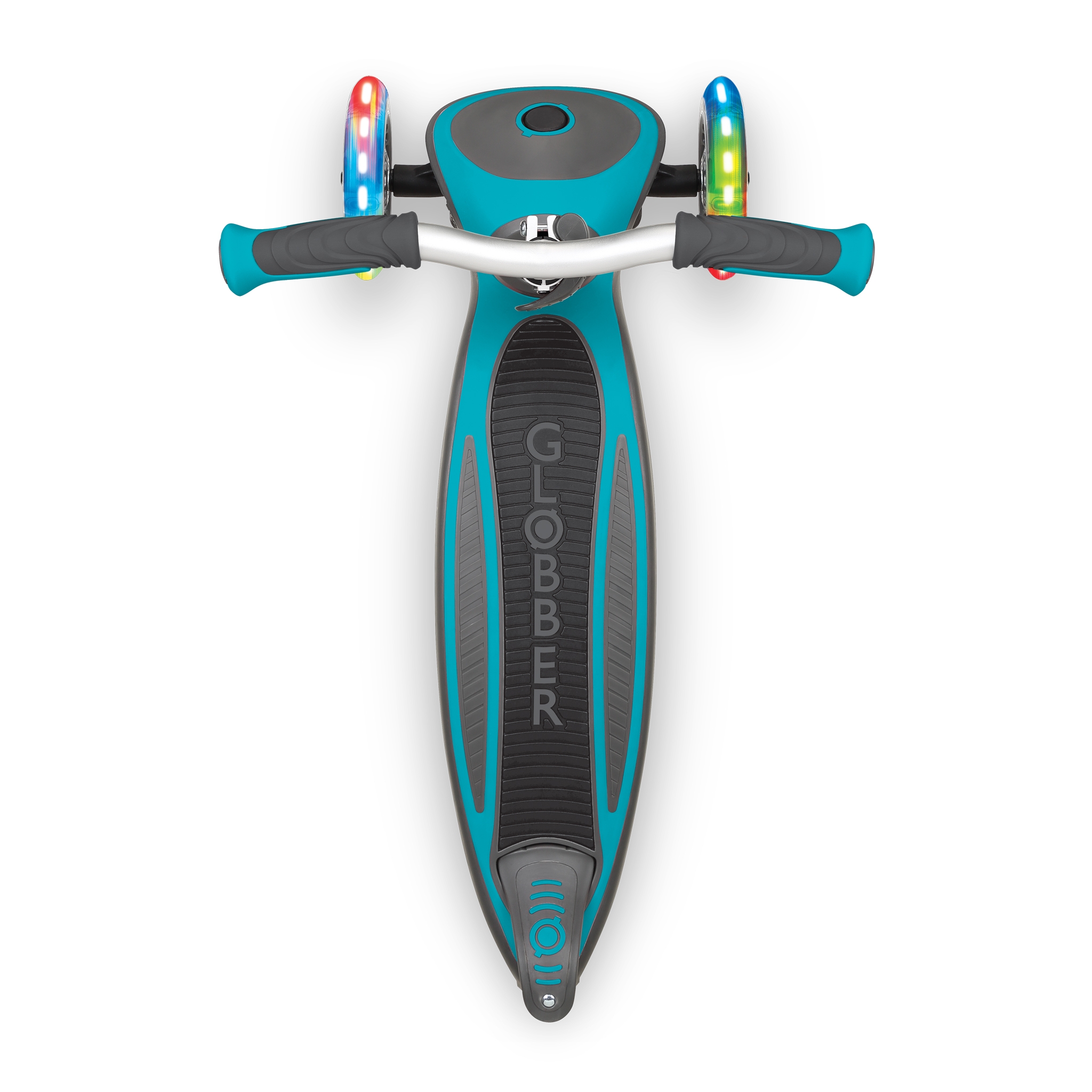 Globber-MASTER-LIGHTS-3-wheel-foldable-light-up-scooter-for-kids-with-extra-wide-anti-slip-deck-for-comfortable-rides_teal 0