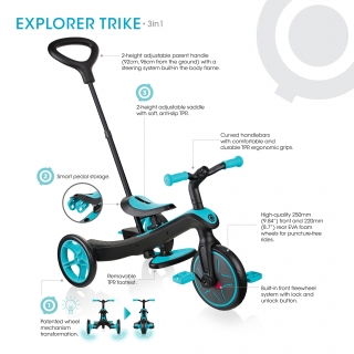 All-in-one baby tricycle for toddlers aged 18 months+ - Globber EXPLORER TRIKE 3in1 thumbnail 3