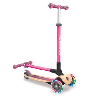 PRIMO-FOLDABLE-WOOD-LIGHTS-3-wheel-foldable-scooter-with-7-ply-wooden-scooter-deck-and-battery-free-light-up-wheels_deep-pink thumbnail 2