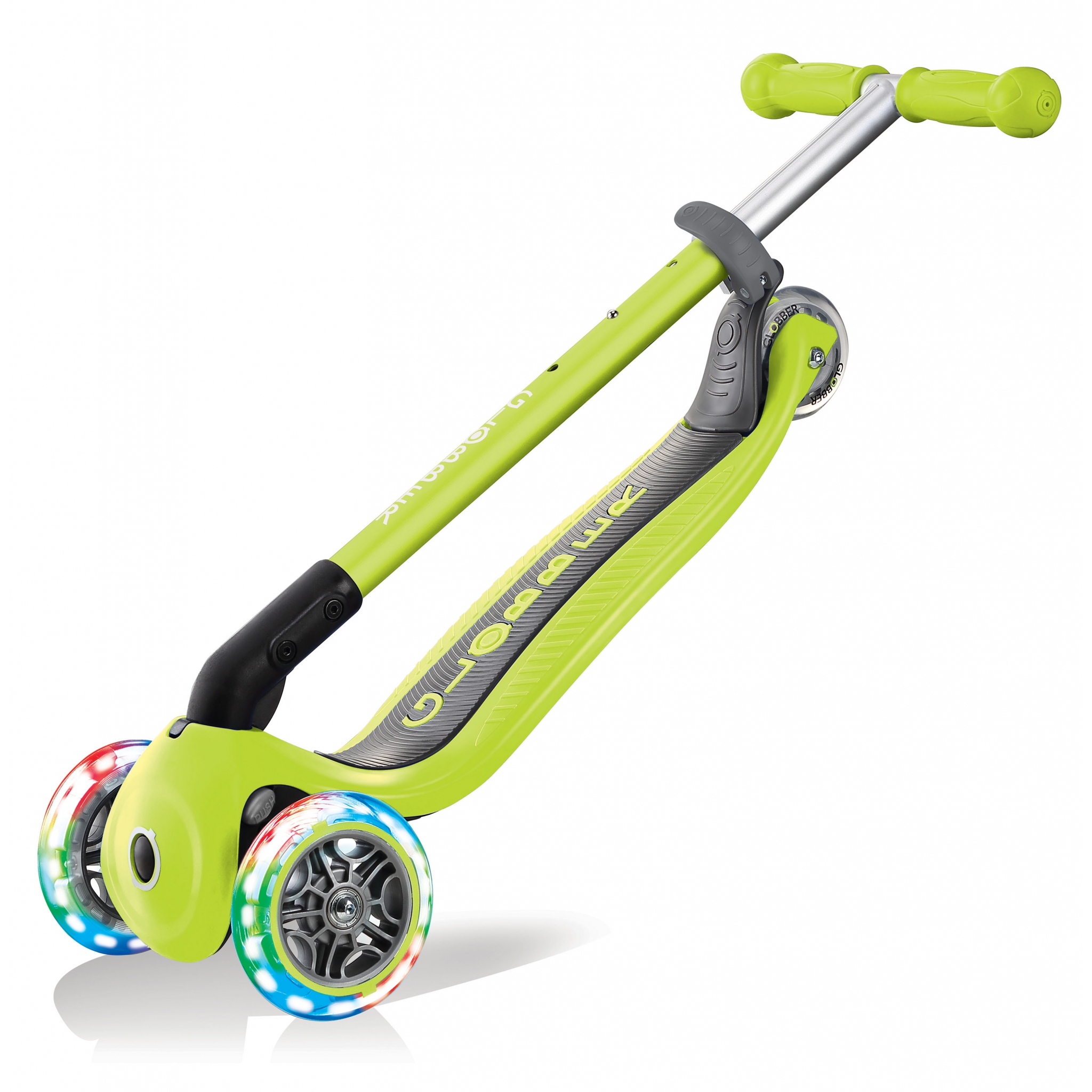 PRIMO-FOLDABLE-LIGHTS-3-wheel-foldable-scooter-for-kids-trolley-mode-lime-green 2