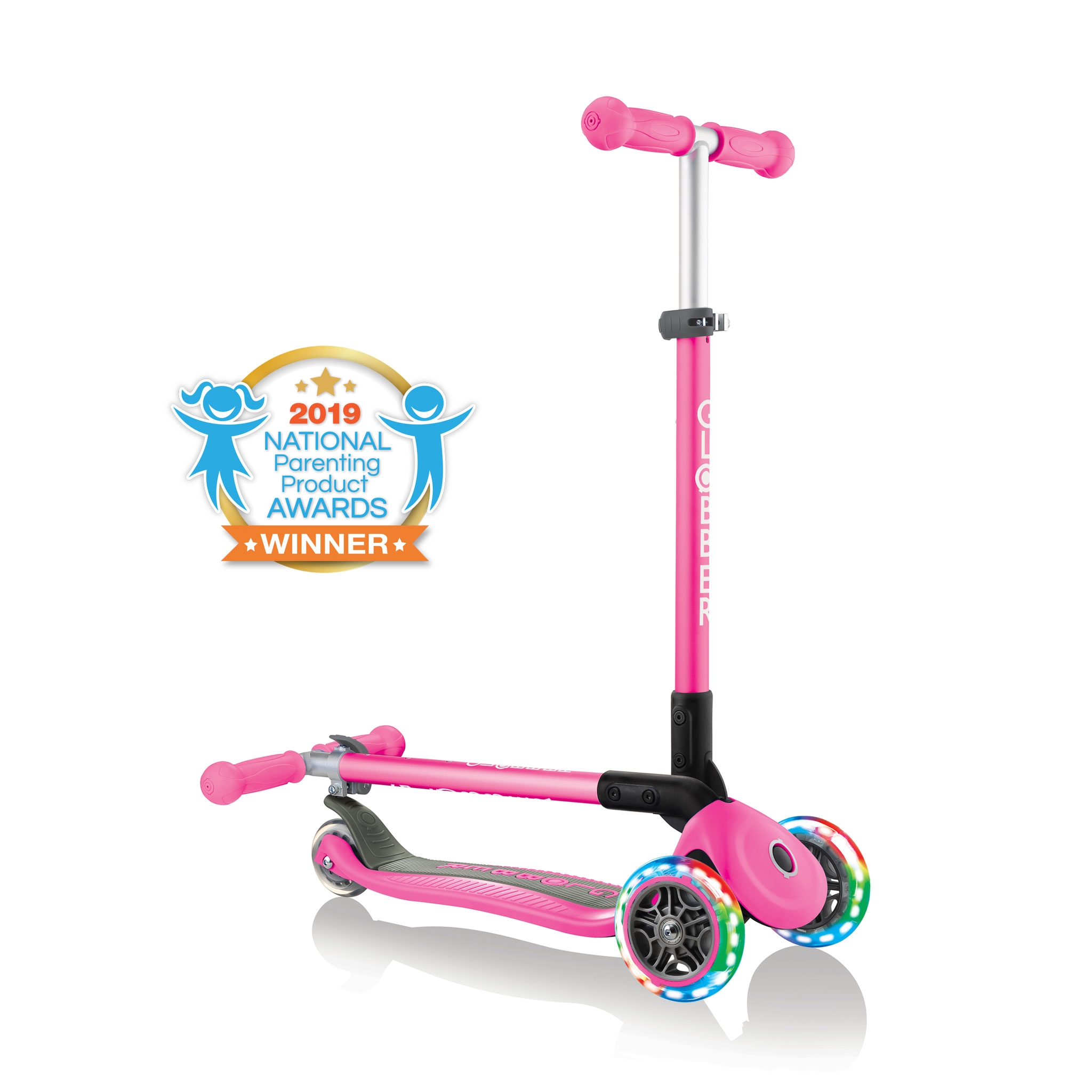 PRIMO-FOLDABLE-LIGHTS-3-wheel-fold-up-scooter-for-kids-neon-pink2 0