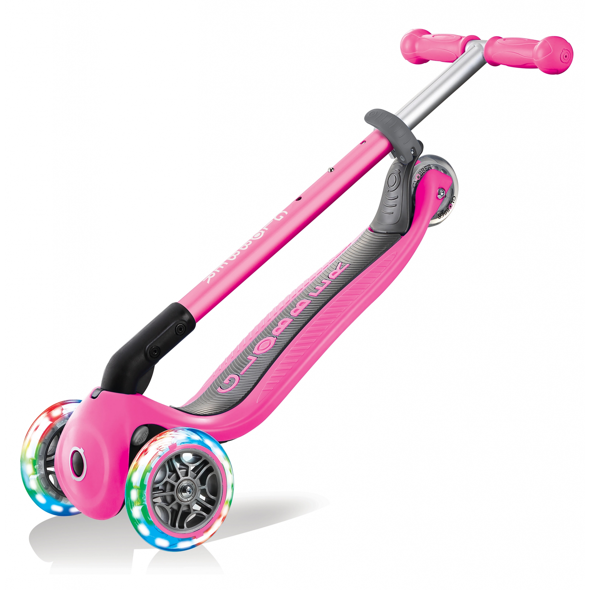 PRIMO-FOLDABLE-LIGHTS-3-wheel-foldable-scooter-for-kids-trolley-mode-neon-pink 2