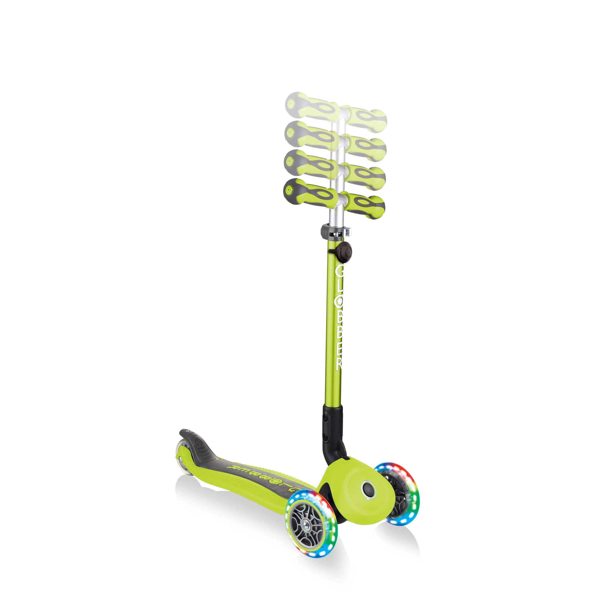 GO-UP-DELUXE-LIGHTS-ride-on-walking-bike-scooter-with-4-height-adjustable-T-bar-and-light-up-wheels-lime-green 4
