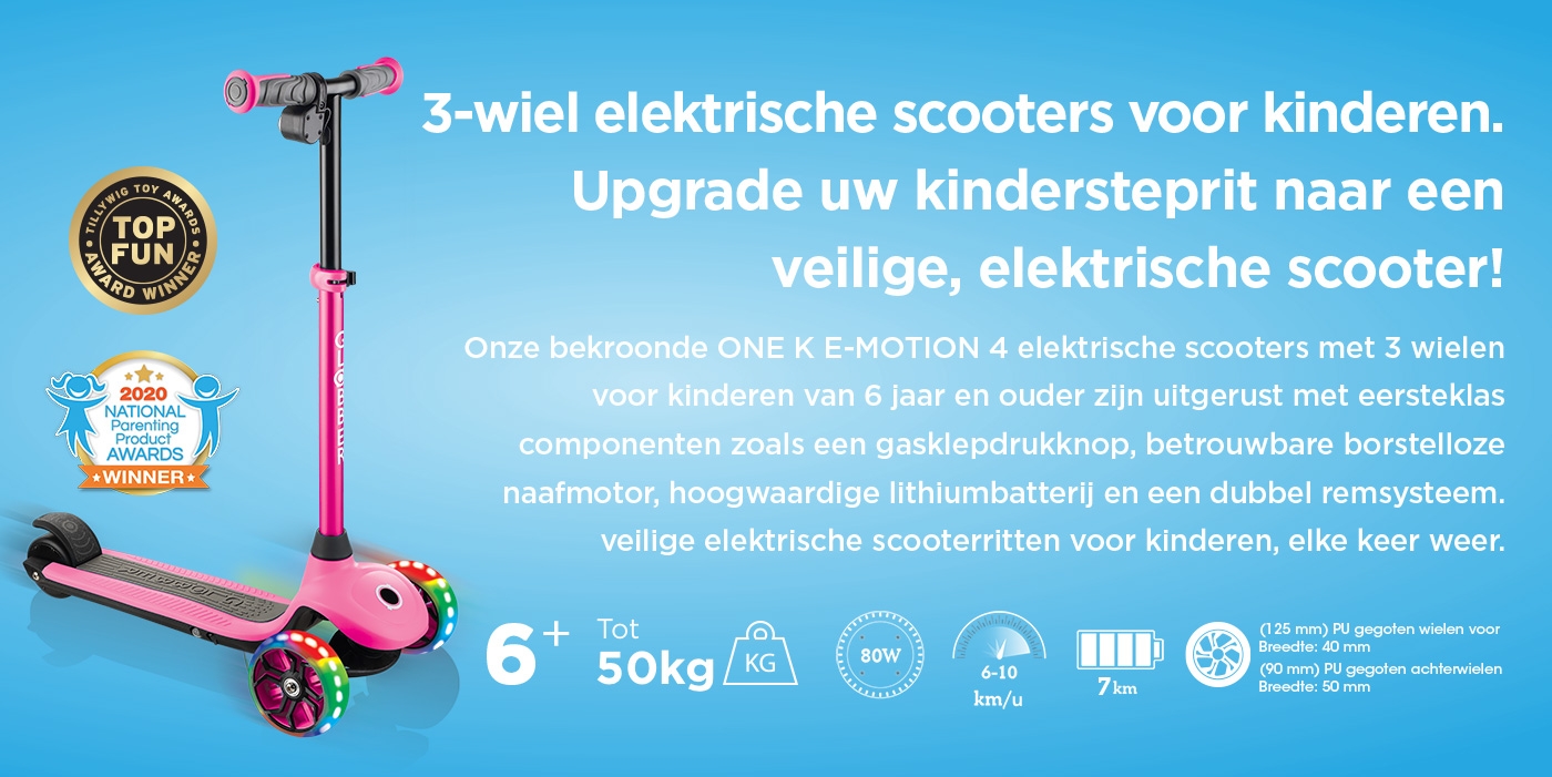 3-wiel elektrische scooters voor kinderen. Upgrade uw kindersteprit naar een veilige, elektrische scooter!