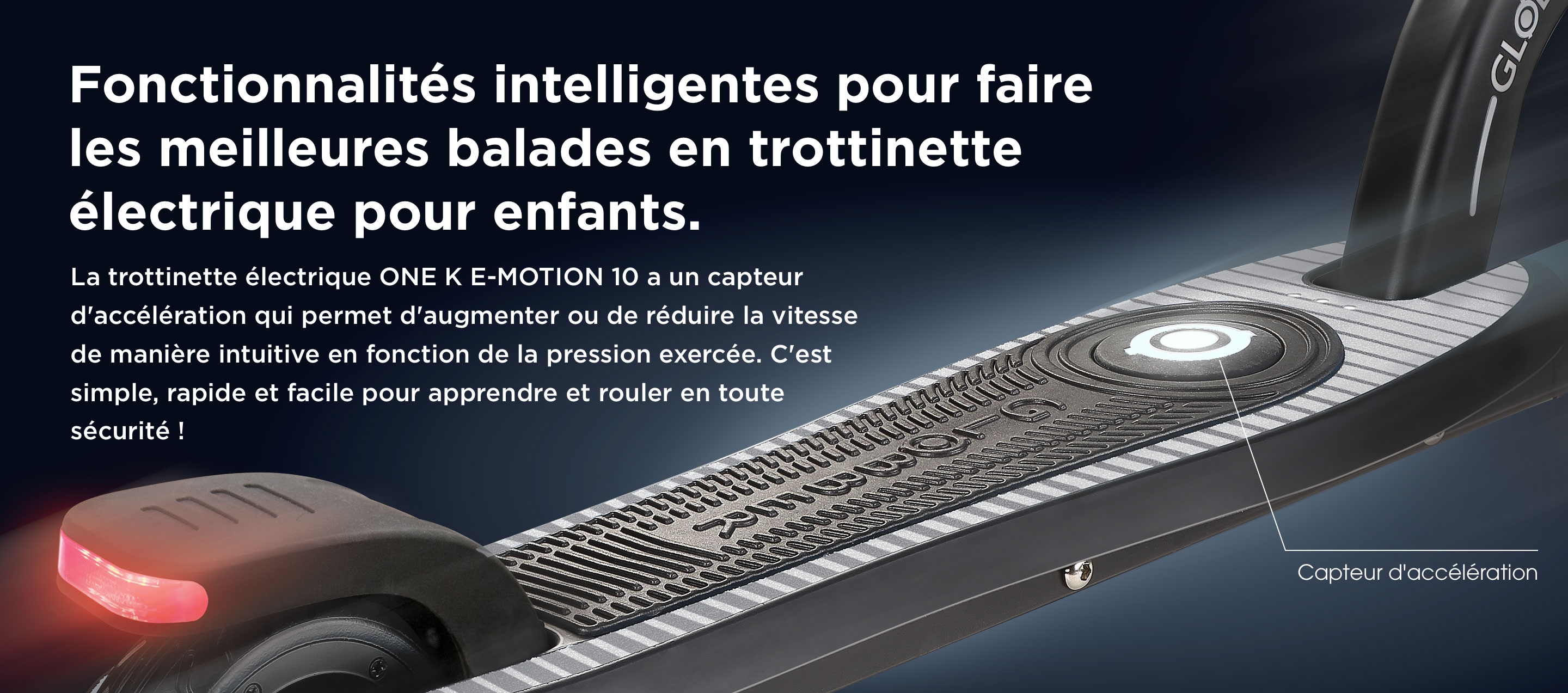 Fonctionnalités intelligentes pour faire les meilleures balades en trottinette électrique pour enfants.