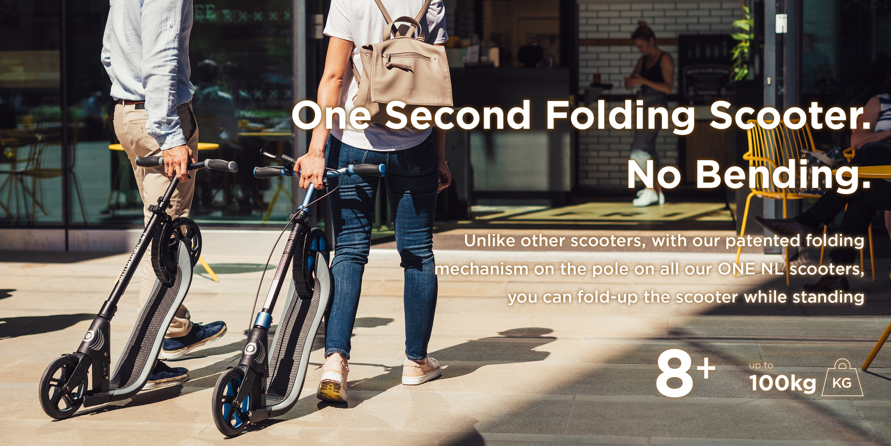 One second folding scooter. No bending required.