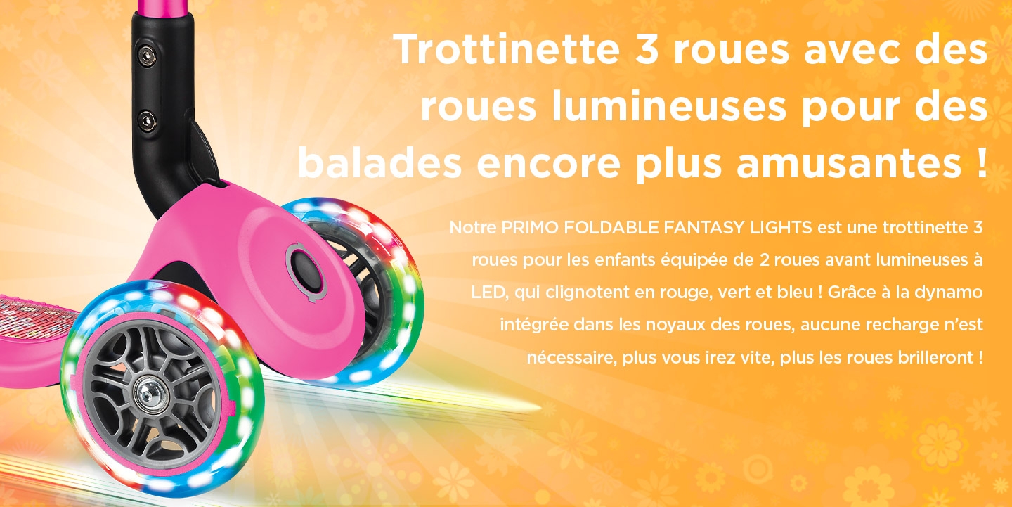Trottinette 3 roues avec des roues lumineuses pour des balades encore plus amusantes !
