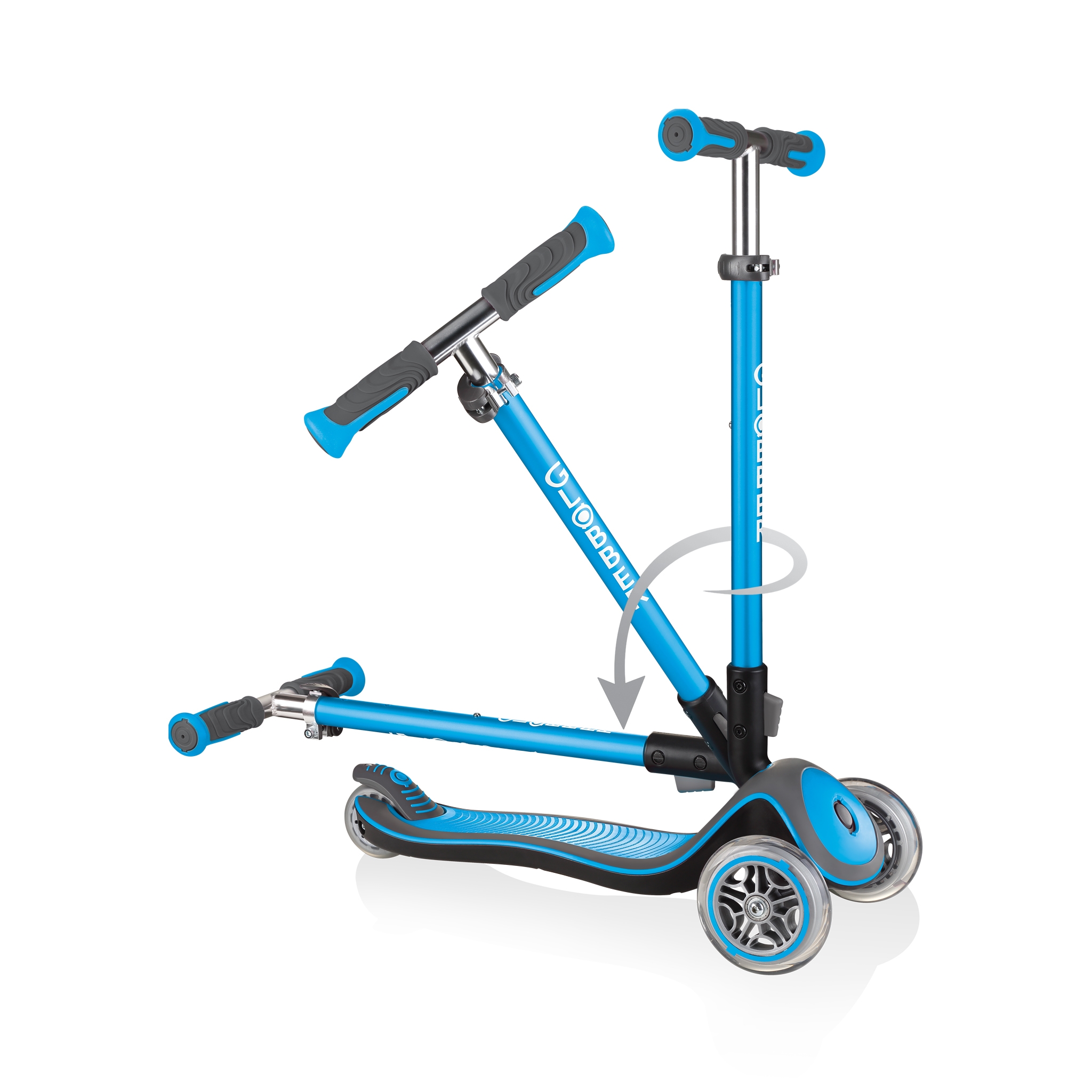 Globber-ELITE-DELUXE-3-wheel-fold-up-scooter-for-kids-sky-blue 2