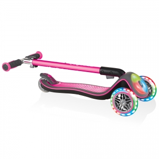 Globber-ELITE-DELUXE-FLASH-LIGHTS-3-wheel-foldable-scooter-for-kids-with-light-up-deck-module-and-wheels-deep-pink thumbnail 4