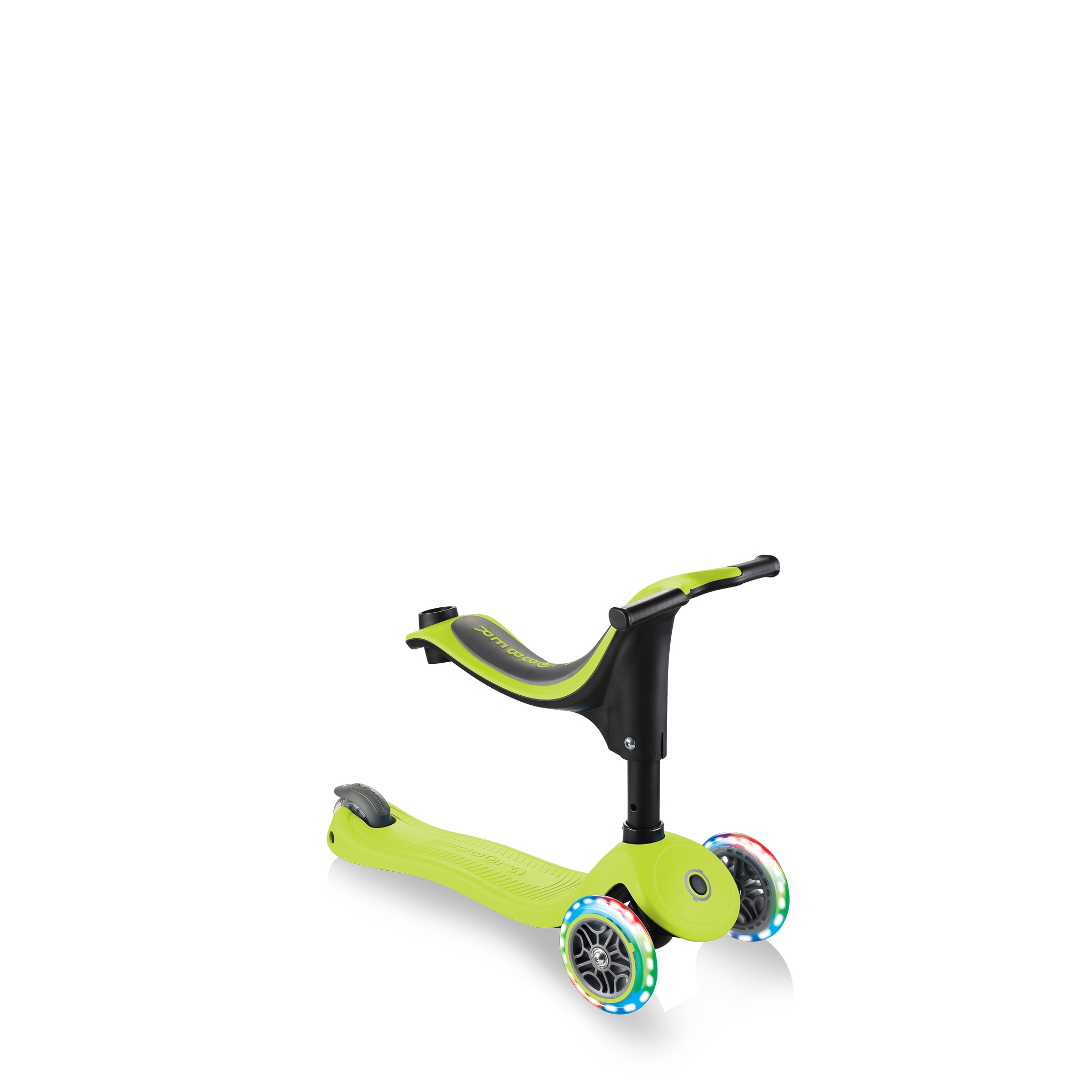 GO-UP-SPORTY-PLUS-LIGHTS-scooter-with-seat-walking-bike-mode_lime-green 2