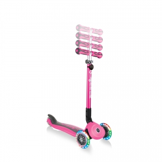 GO-UP-DELUXE-LIGHTS-ride-on-walking-bike-scooter-with-4-height-adjustable-T-bar-and-light-up-wheels-deep-pink thumbnail 4