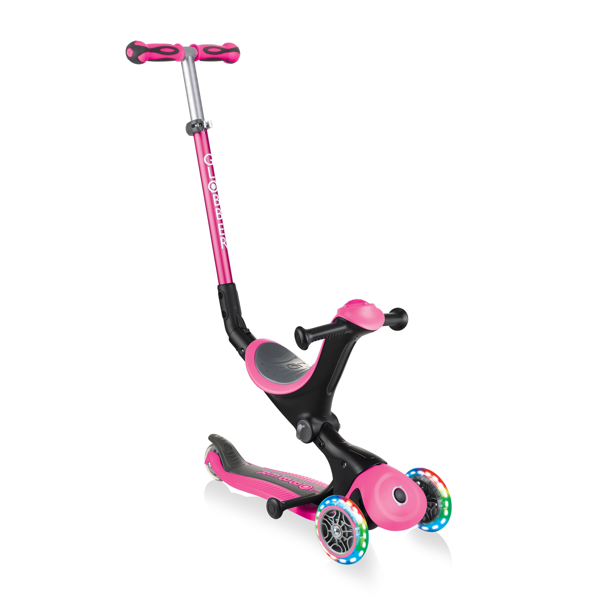 GO-UP-DELUXE-LIGHTS-ride-on-walking-bike-scooter-with-light-up-wheels-deep-pink 0