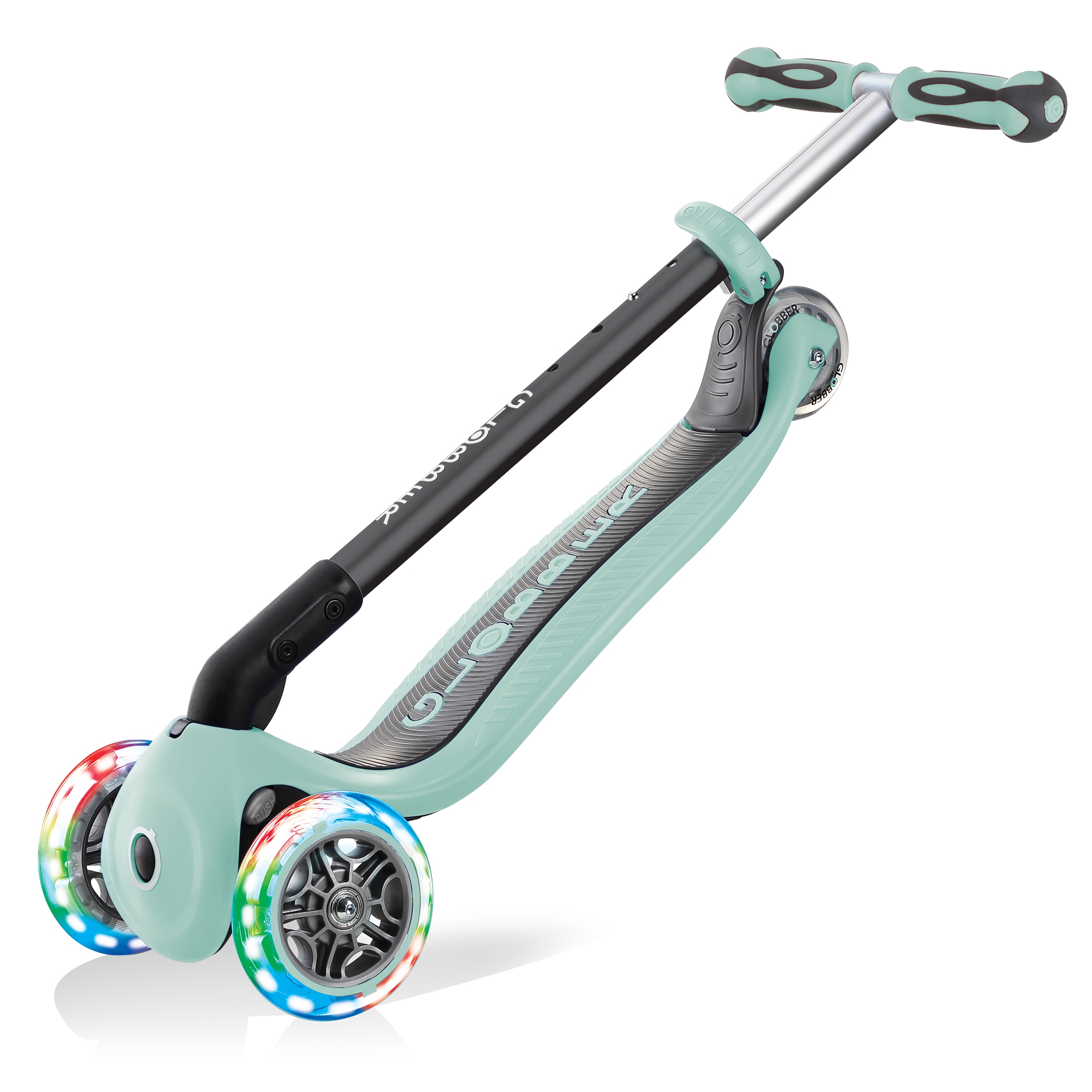 GO-UP-DELUXE-LIGHTS-ride-on-walking-bike-scooter-with-light-up-wheels-trolley-mode-compatible-mint 5