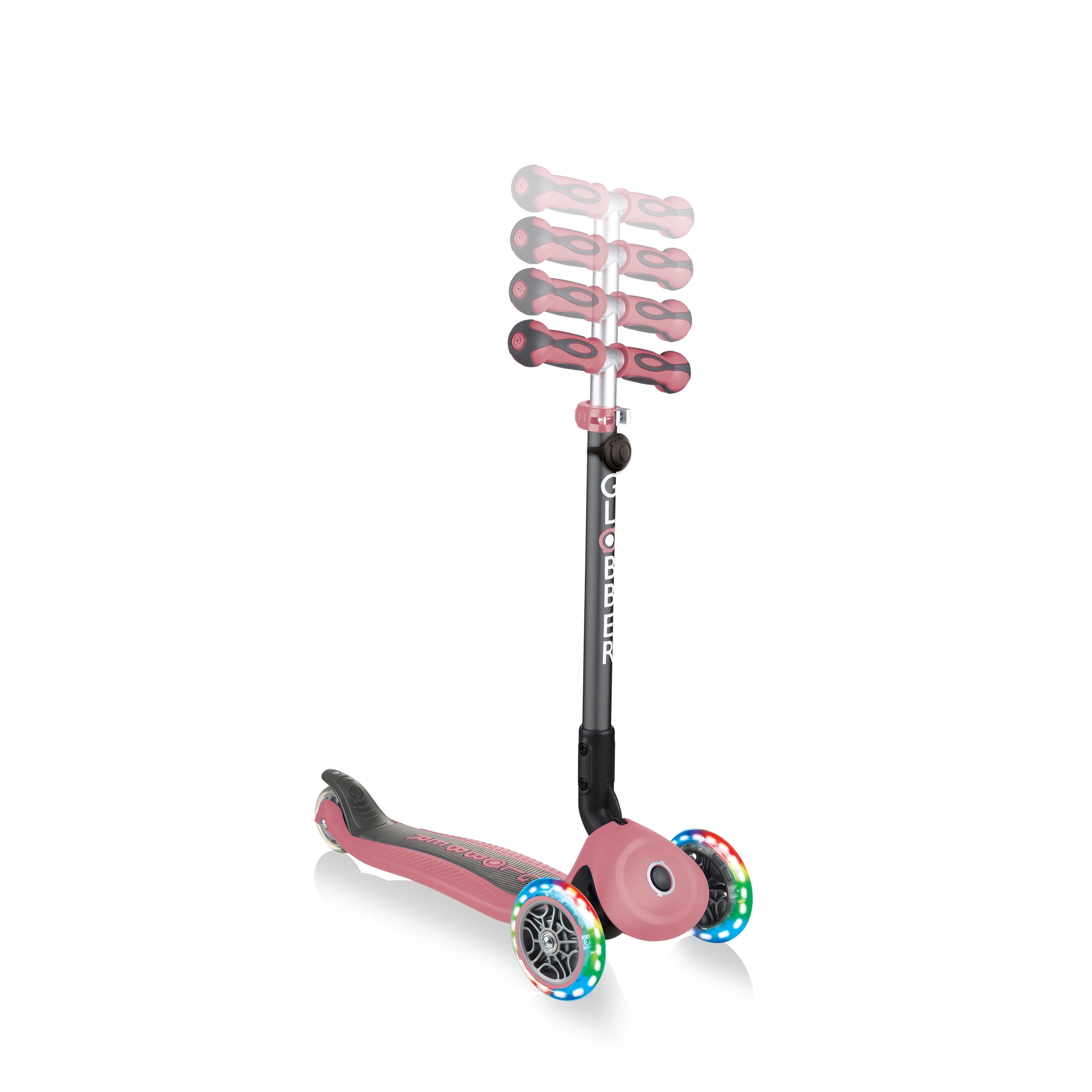 GO-UP-DELUXE-LIGHTS-ride-on-walking-bike-scooter-with-4-height-adjustable-T-bar-and-light-up-wheels-pastel-deep-pink 4