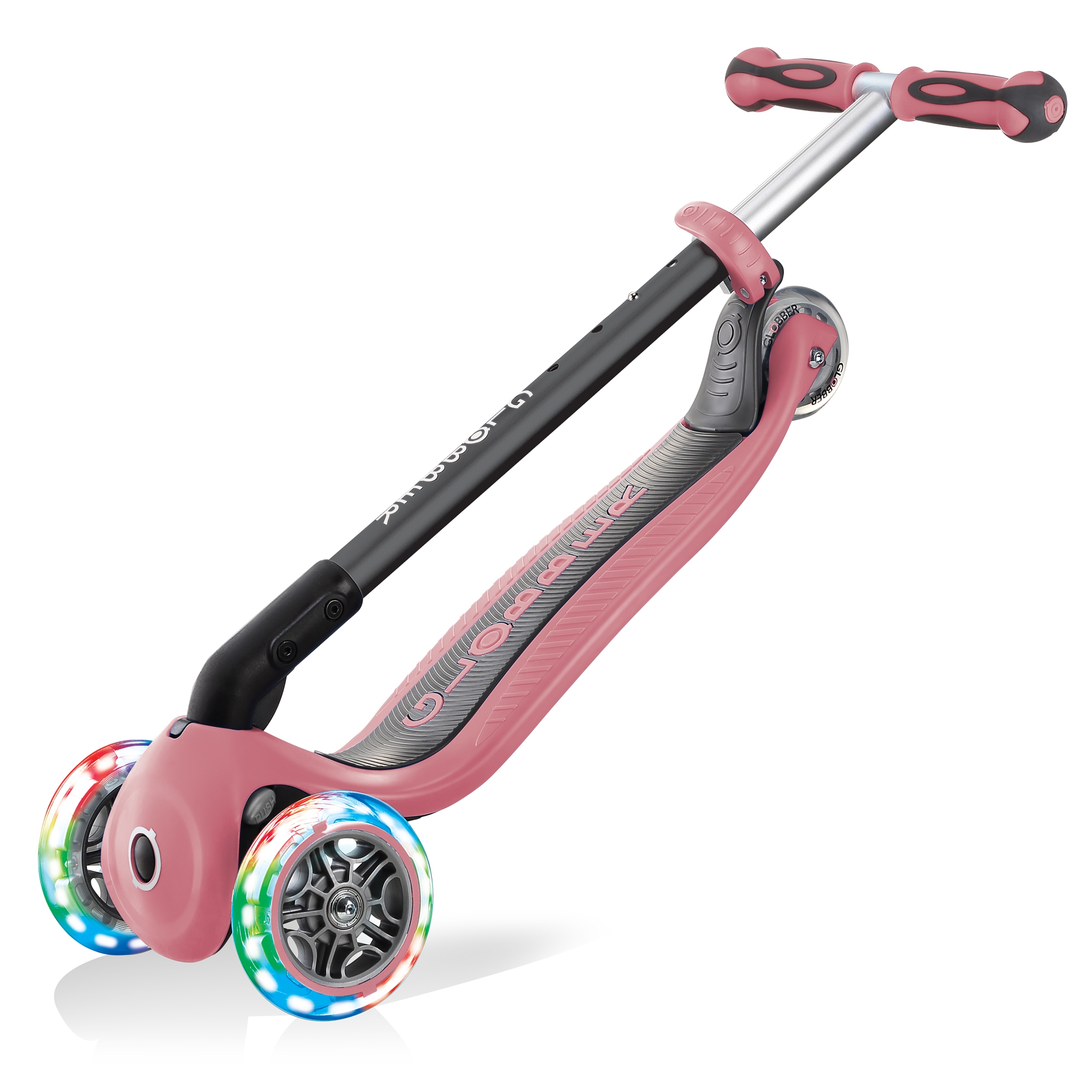 GO-UP-DELUXE-LIGHTS-ride-on-walking-bike-scooter-with-light-up-wheels-trolley-mode-compatible-pastel-deep-pink 5
