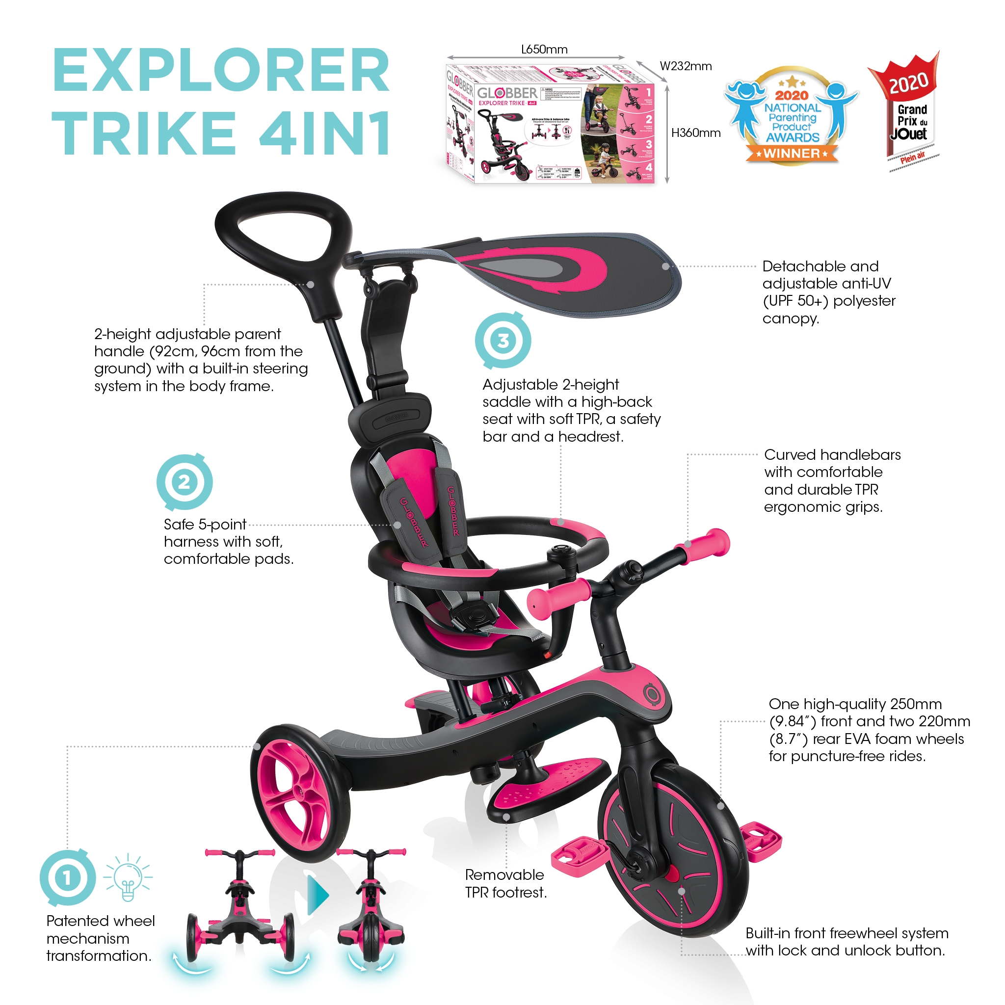 Globber-EXPLORER-TRIKE-4in1-all-in-one-baby-tricycle-and-kids-balance-bike-with-tool-less-design 5