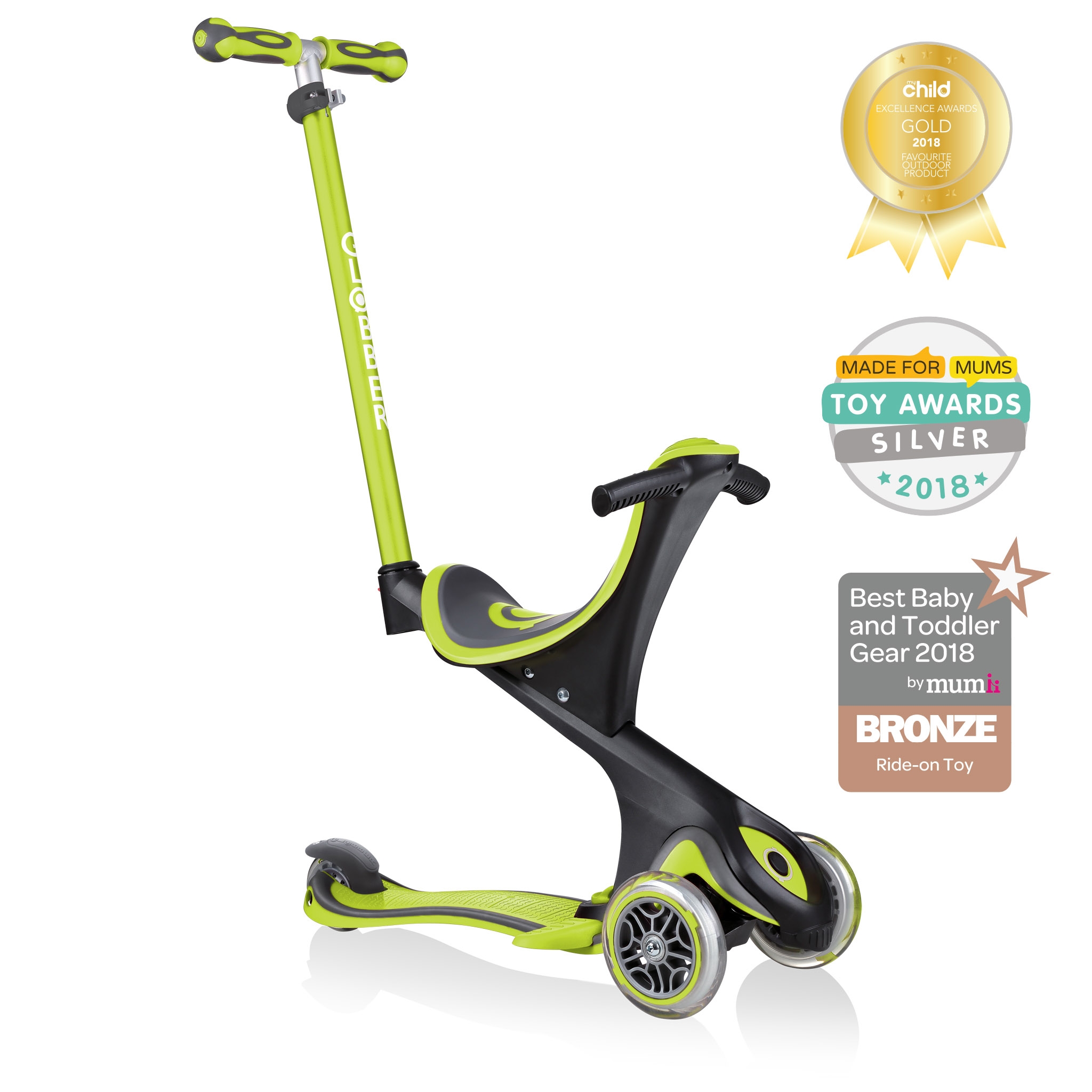 GO-UP-COMFORT-scooter-with-seat-with-extra-wide-seat-lime-green 0