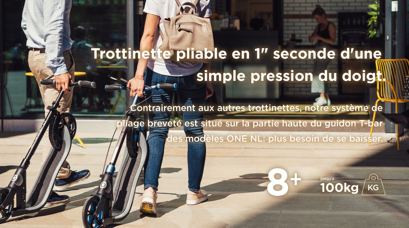 Trottinette pliable en 1 seconde d’une simple pression du doigt.