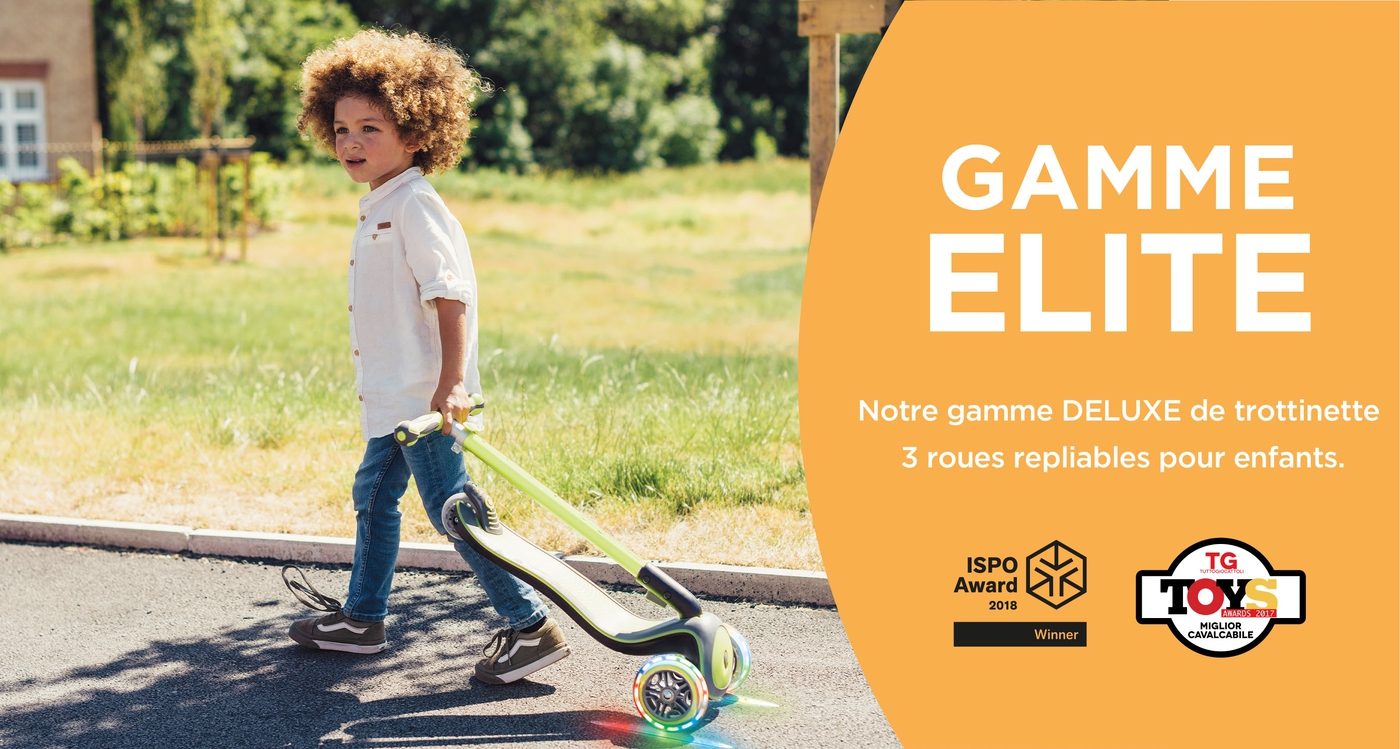 Une trottinette pliable pour enfants avec roues lumineuses.