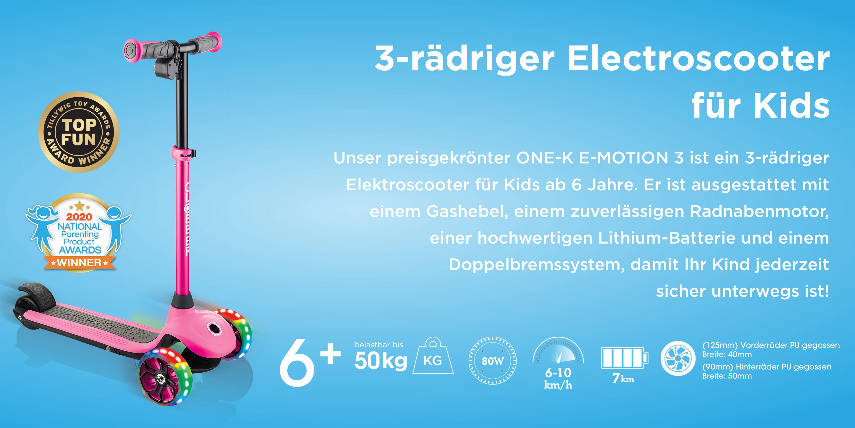 3-rädriger Electroscooter für Kids