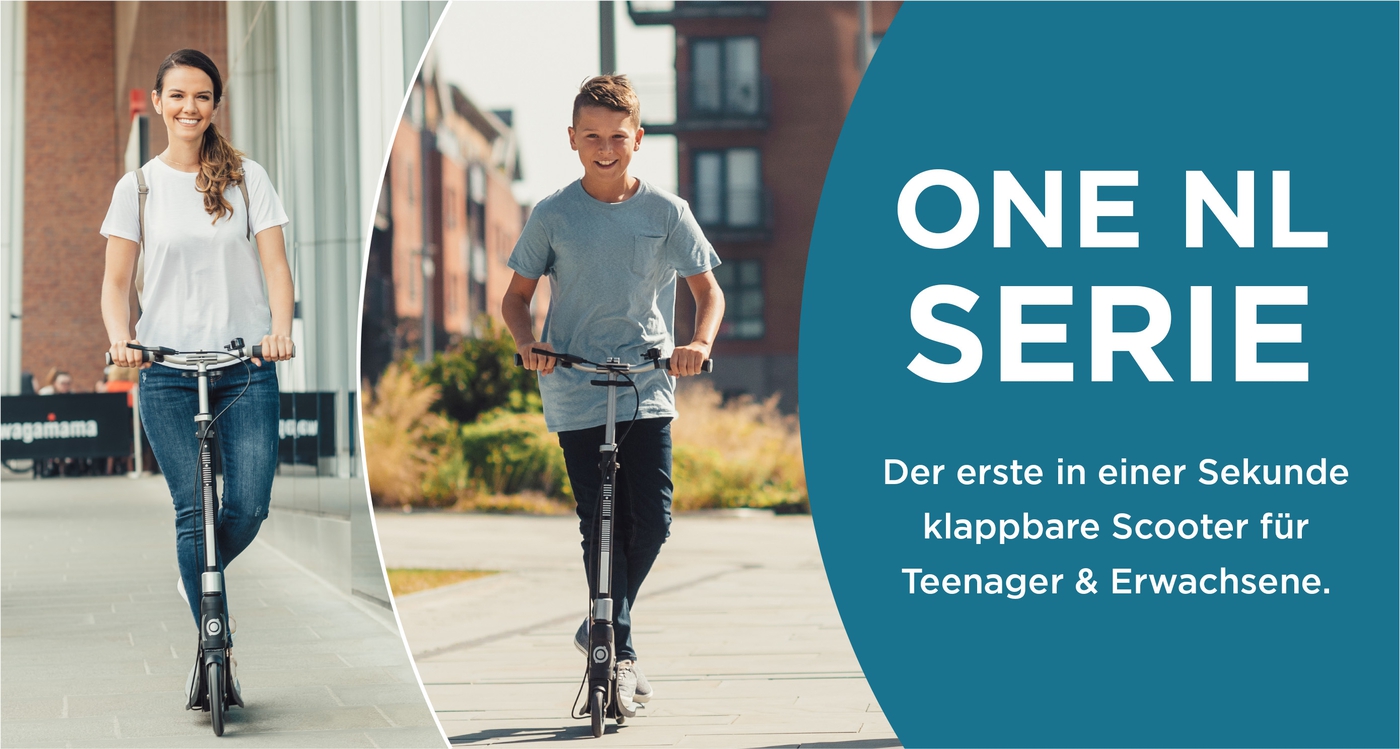 ONE NL SERIE Der erste in einer Sekunde klappbare Scooter für Teenager & Erwachsene. 