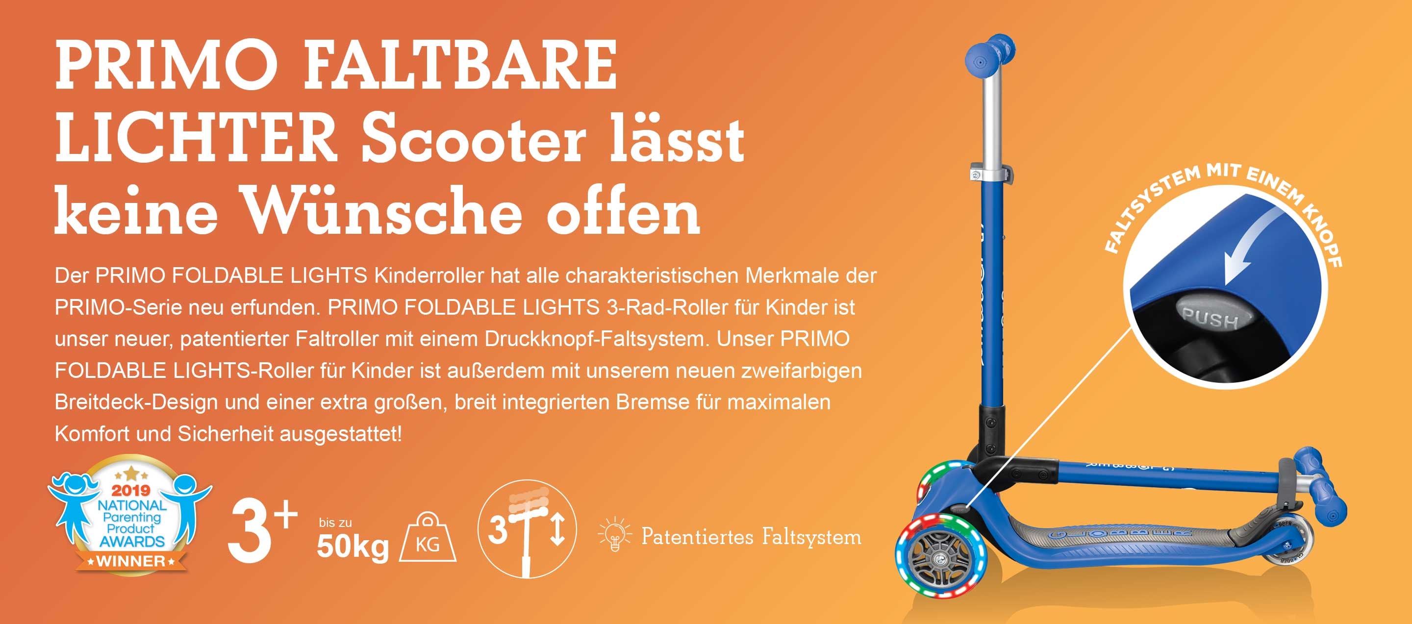 PRIMO FALTBARE LICHTER Scooter lässt keine Wünsche offen. 